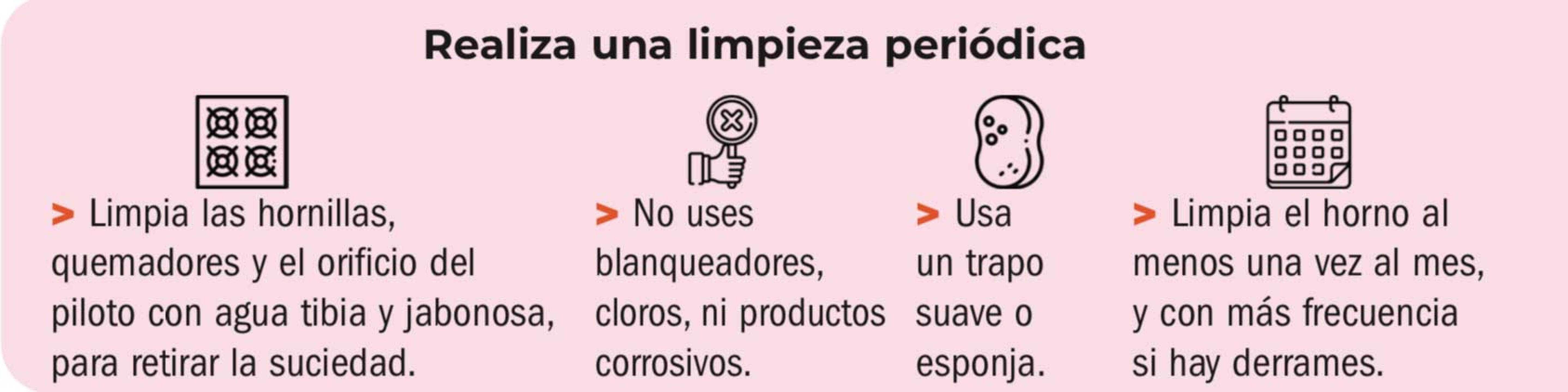 Revisa y lava contsntemente tu estufa