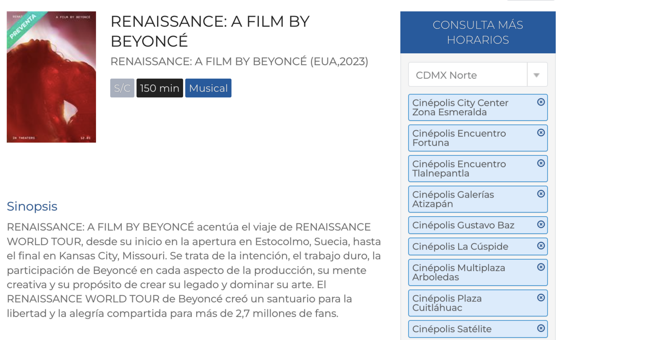 Beyoncé llegará a las pantallas grandes