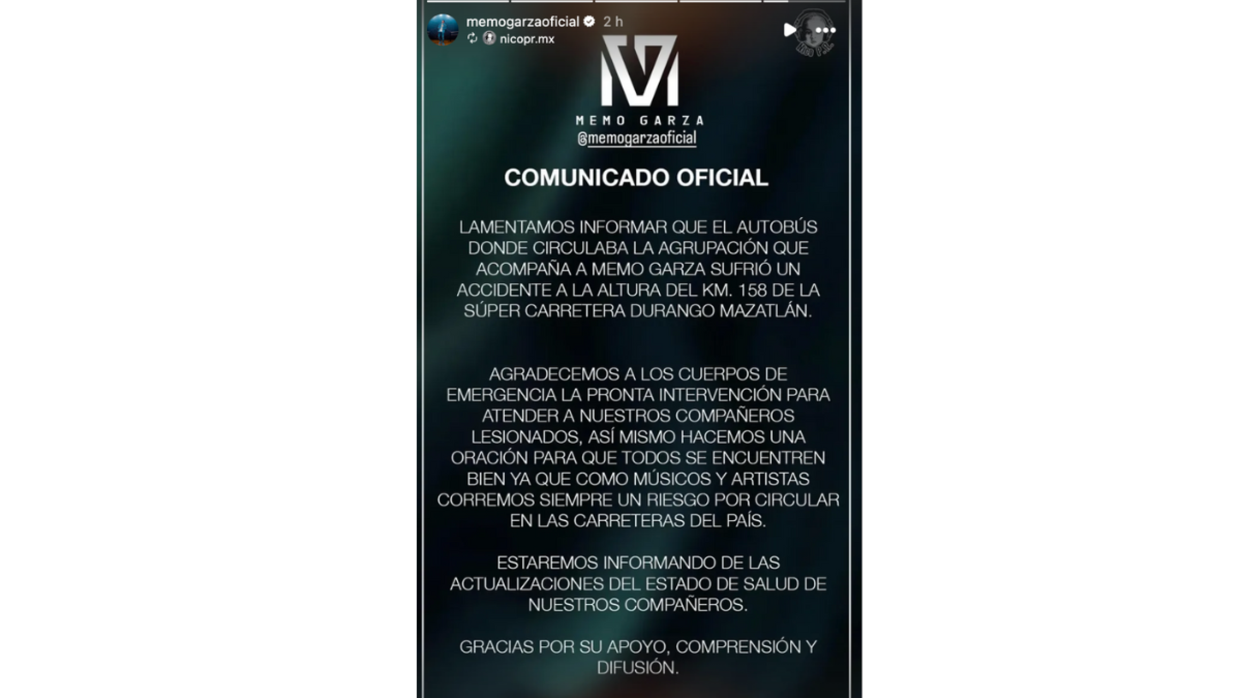 Memo Garza, exvocalista de La Adictiva, sufre accidente con su banda: hay heridos y el cantante está de luto