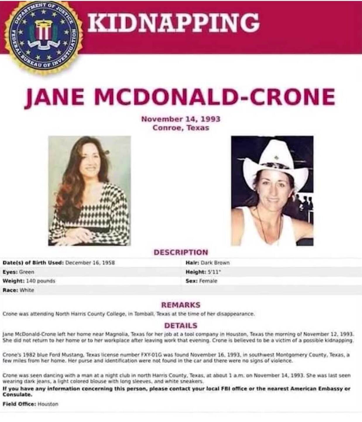 mujer desaparecida jane mcdonald-crone texas monterrey identidad nueva york