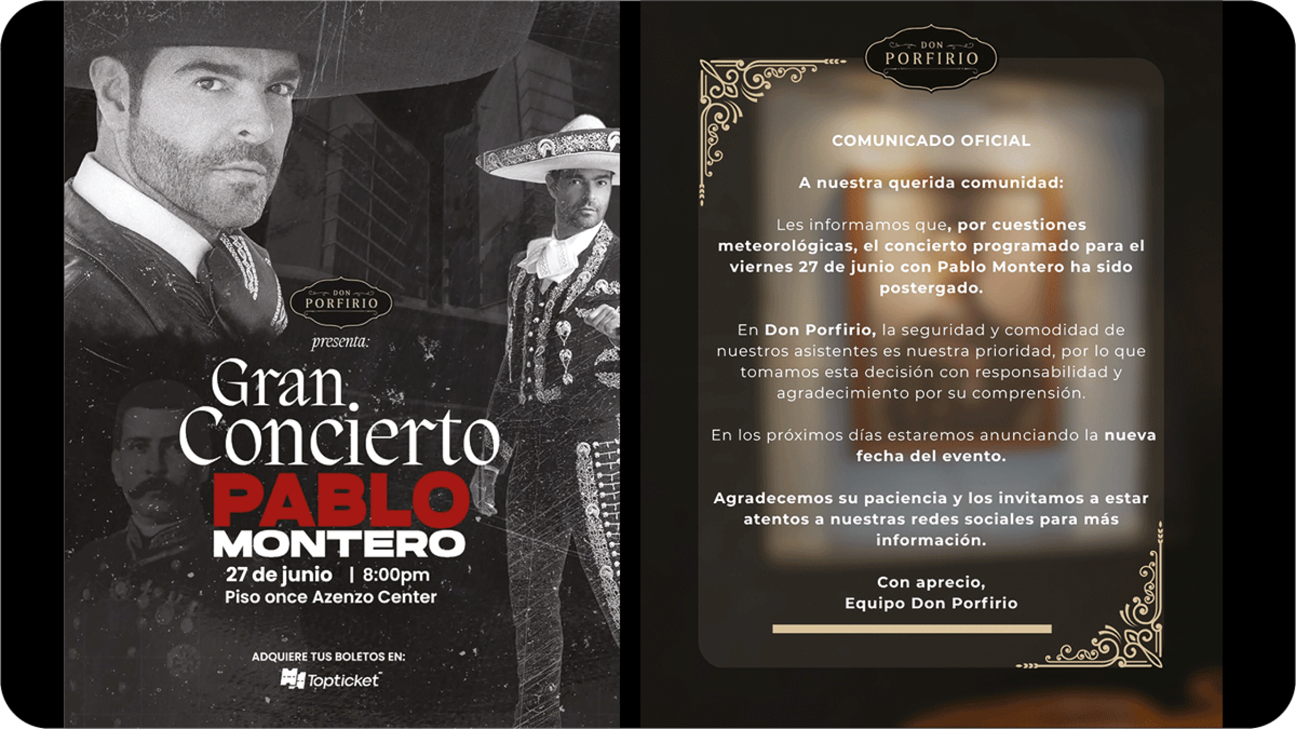 Pablo Montero cancela show