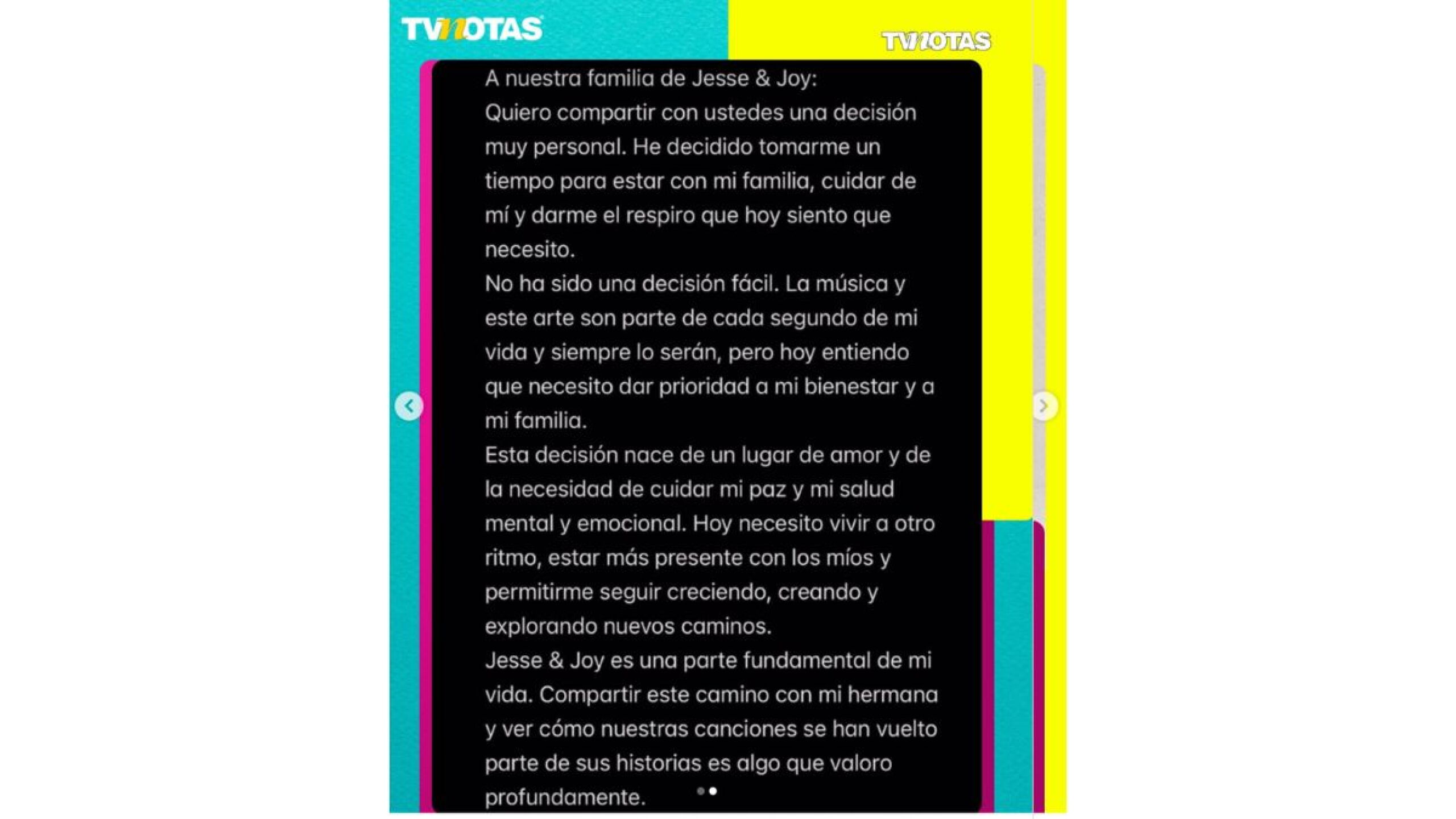 ¿Jesse y Joy se separan? , TVNOTAS