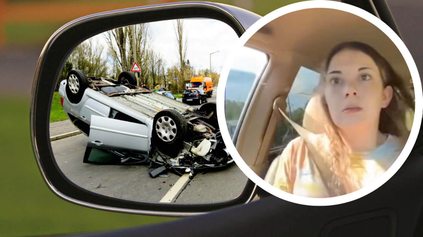 Mujer graba su accidente