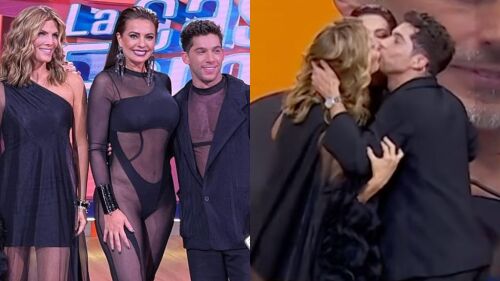 Monsterrat, Cecilia y Mauricio beso de tres