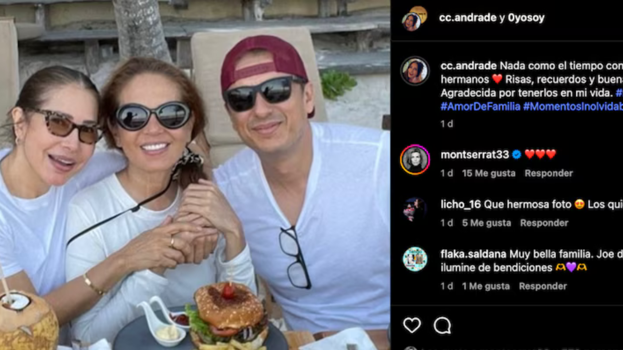 Yolanda Andrade con sus hermanos