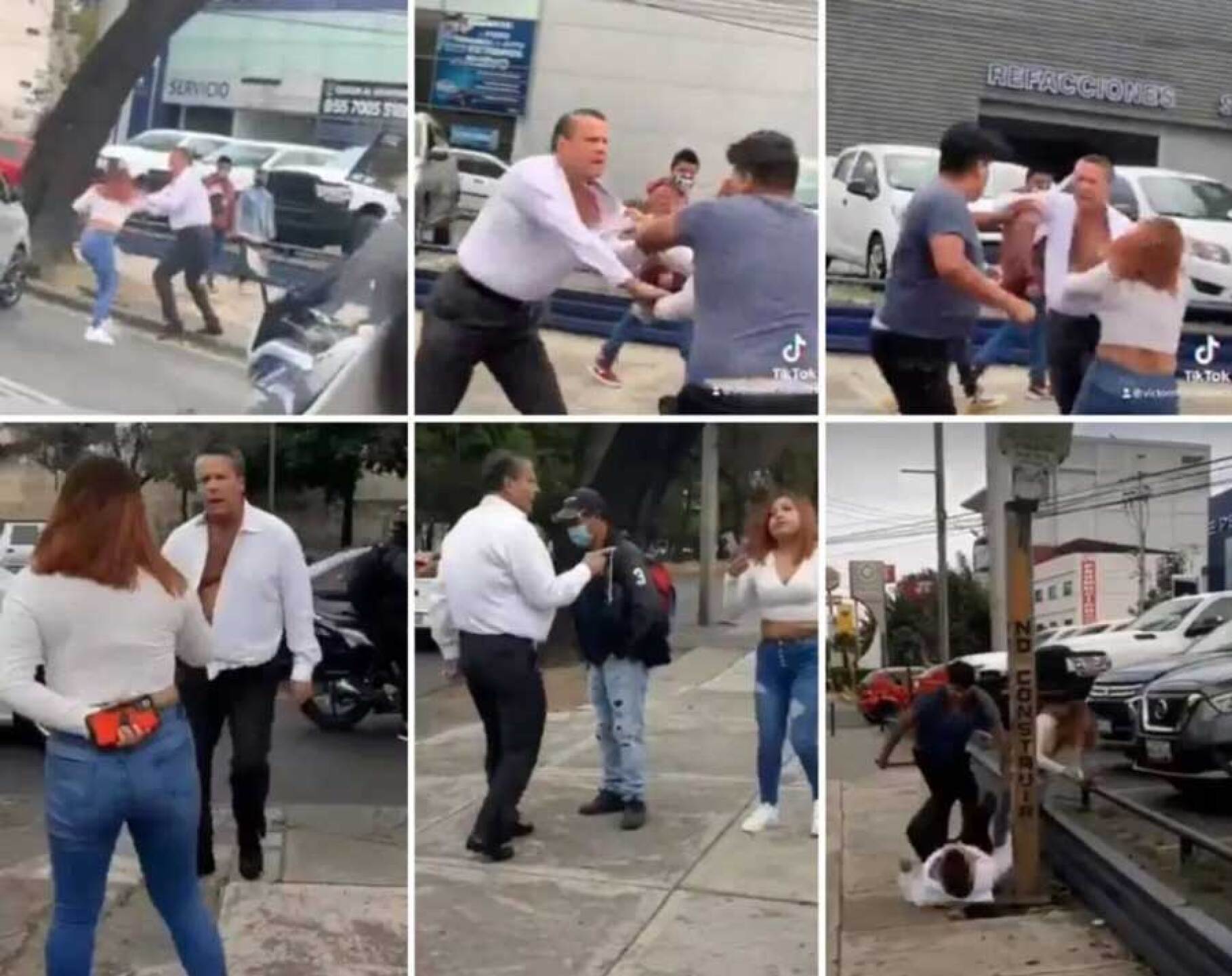 Alfredo Adame se pelea en la calle