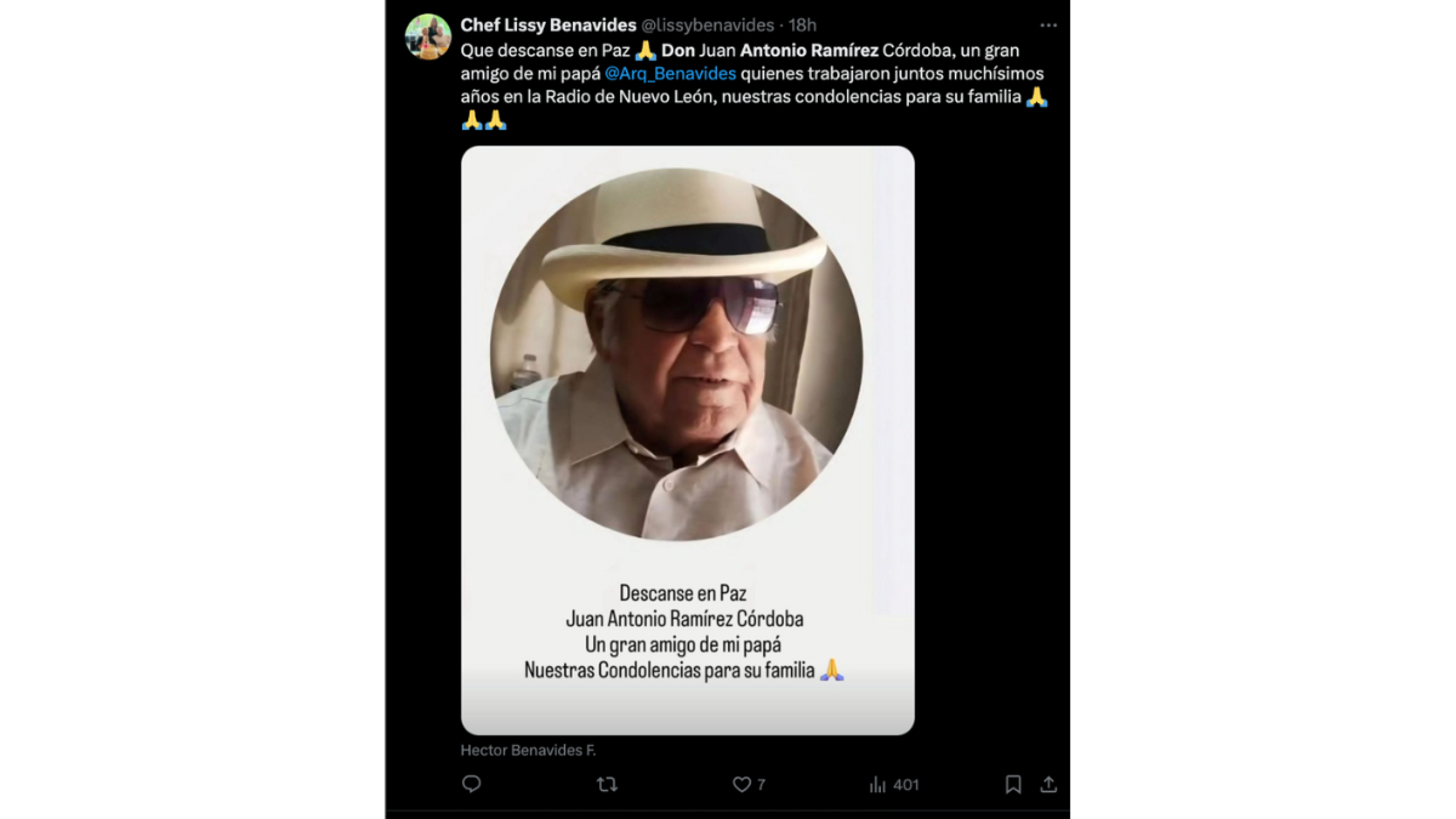 muere Juan Antonio Ramírez Córdova