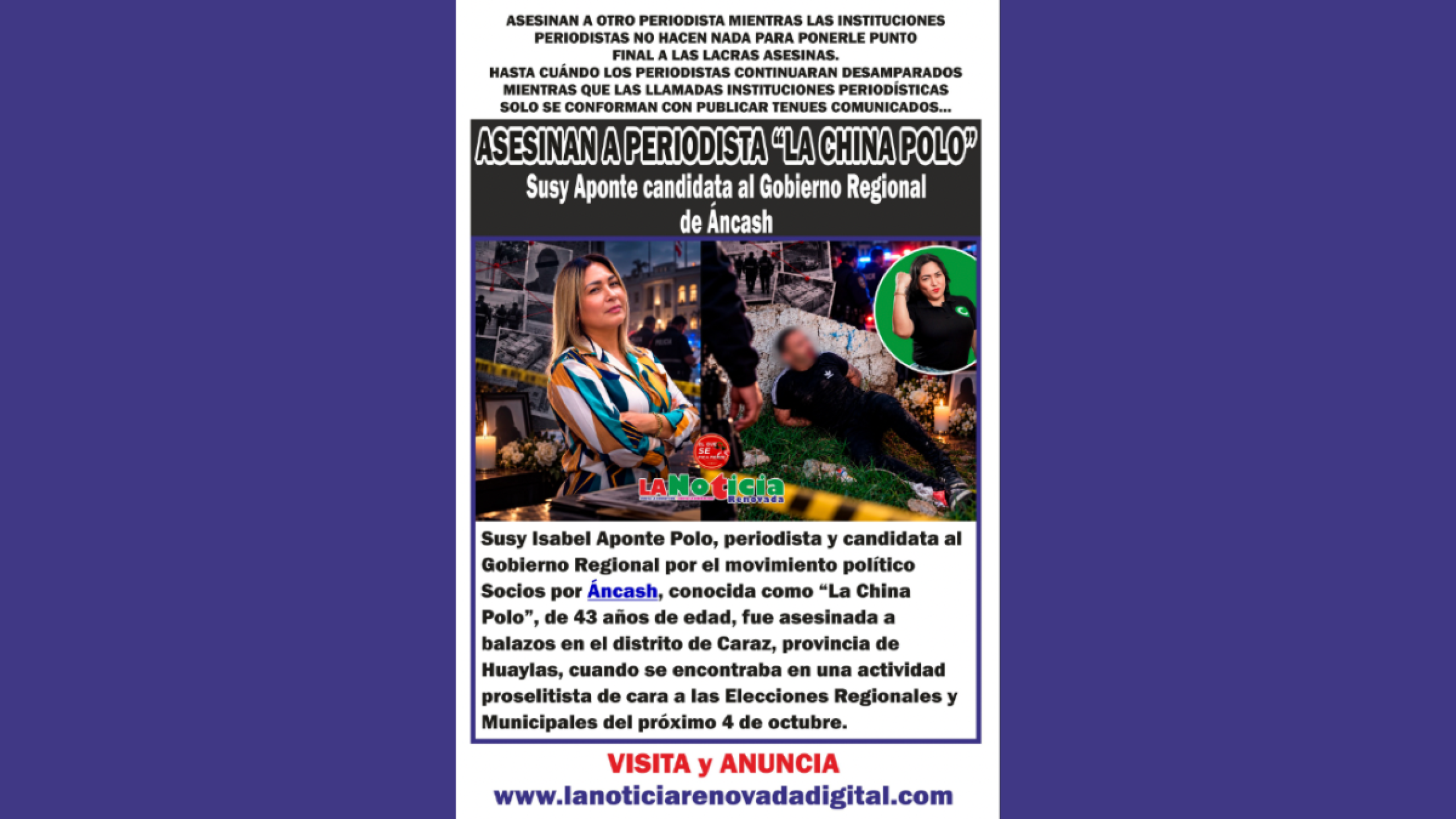 Piden justicia por asesinato de Susy Aponte Polo
