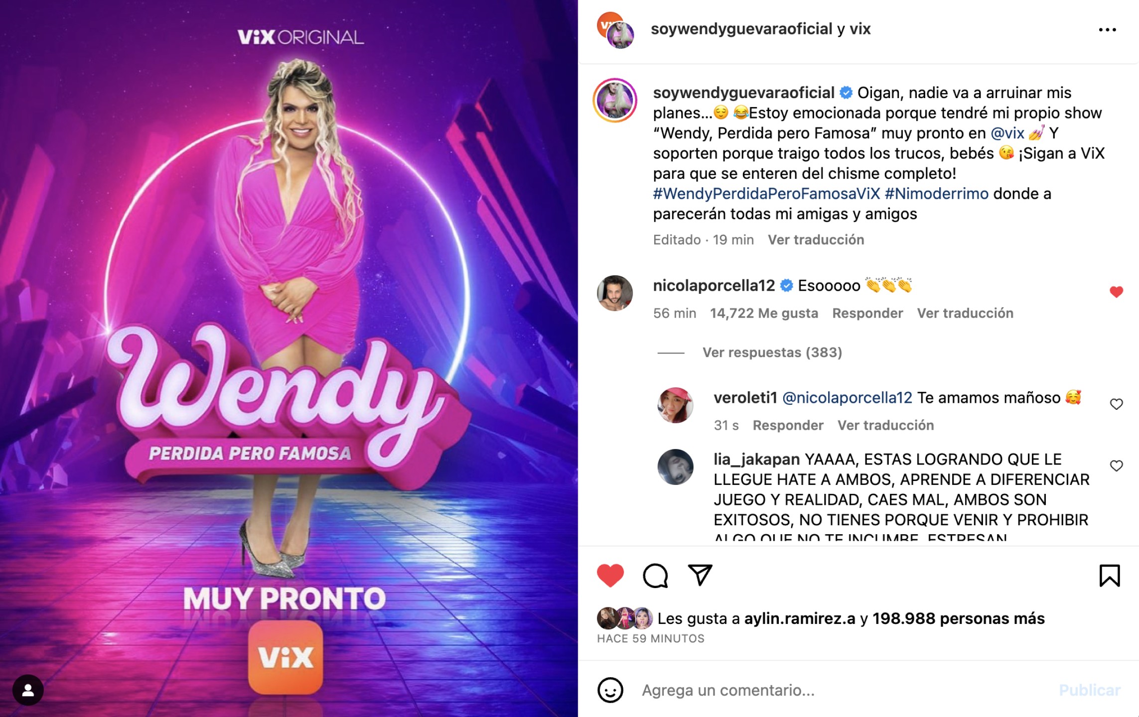 Wendy estrena programa en Vix