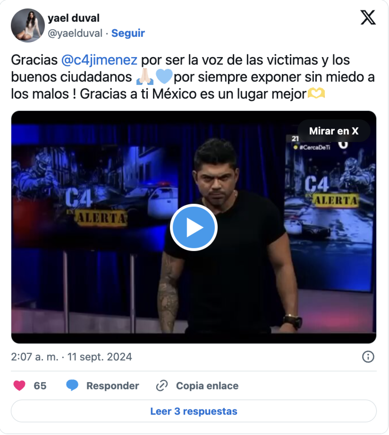 Mensaje de Yael Duval