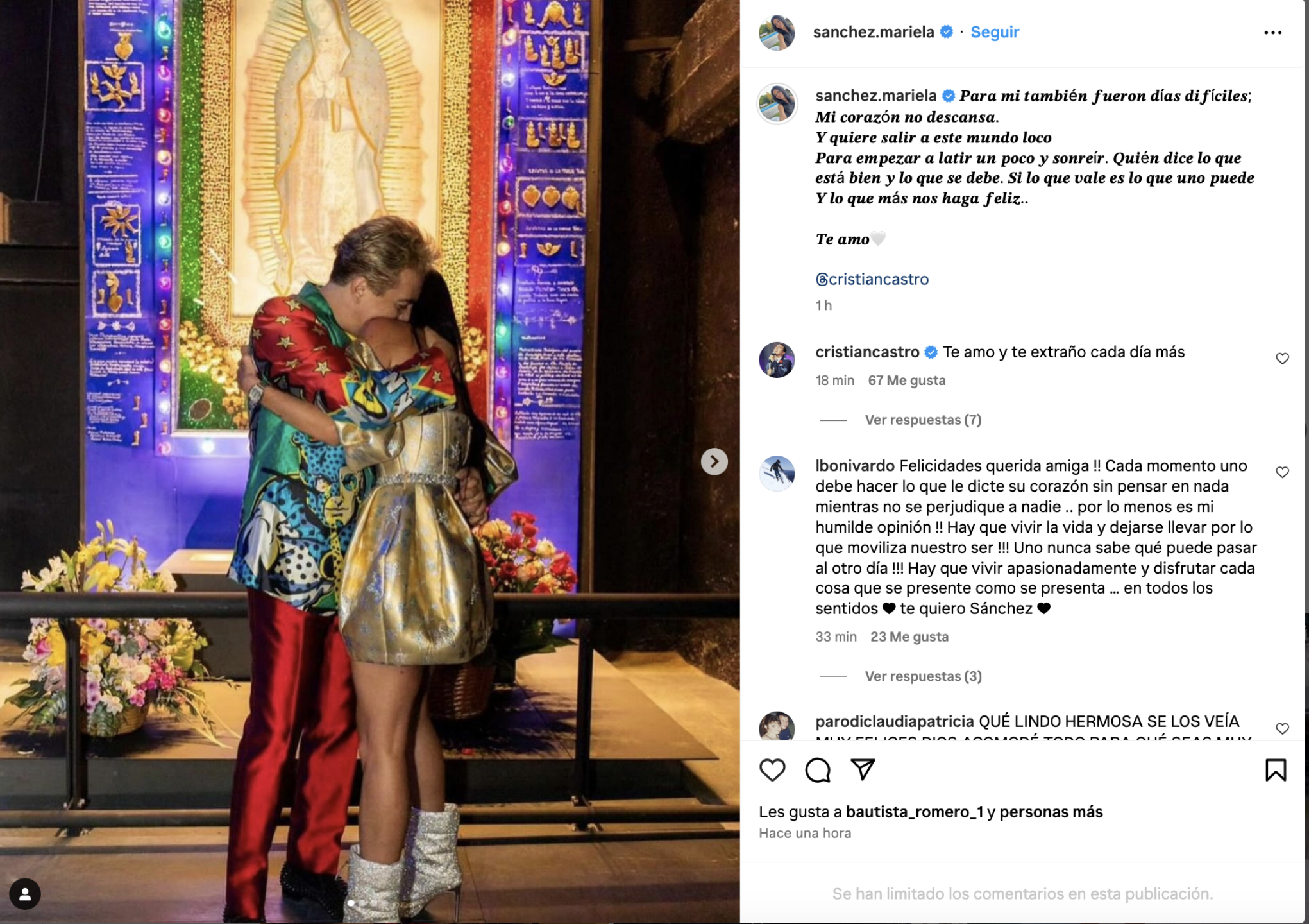 Cristian Castro retoma su relación con Mariela Sánchez