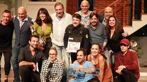 Elenco de la obra Ugo Pako y Luiz con Yolanda Ventura, Odiseo Bichir y Carlos Espejel de padrinos