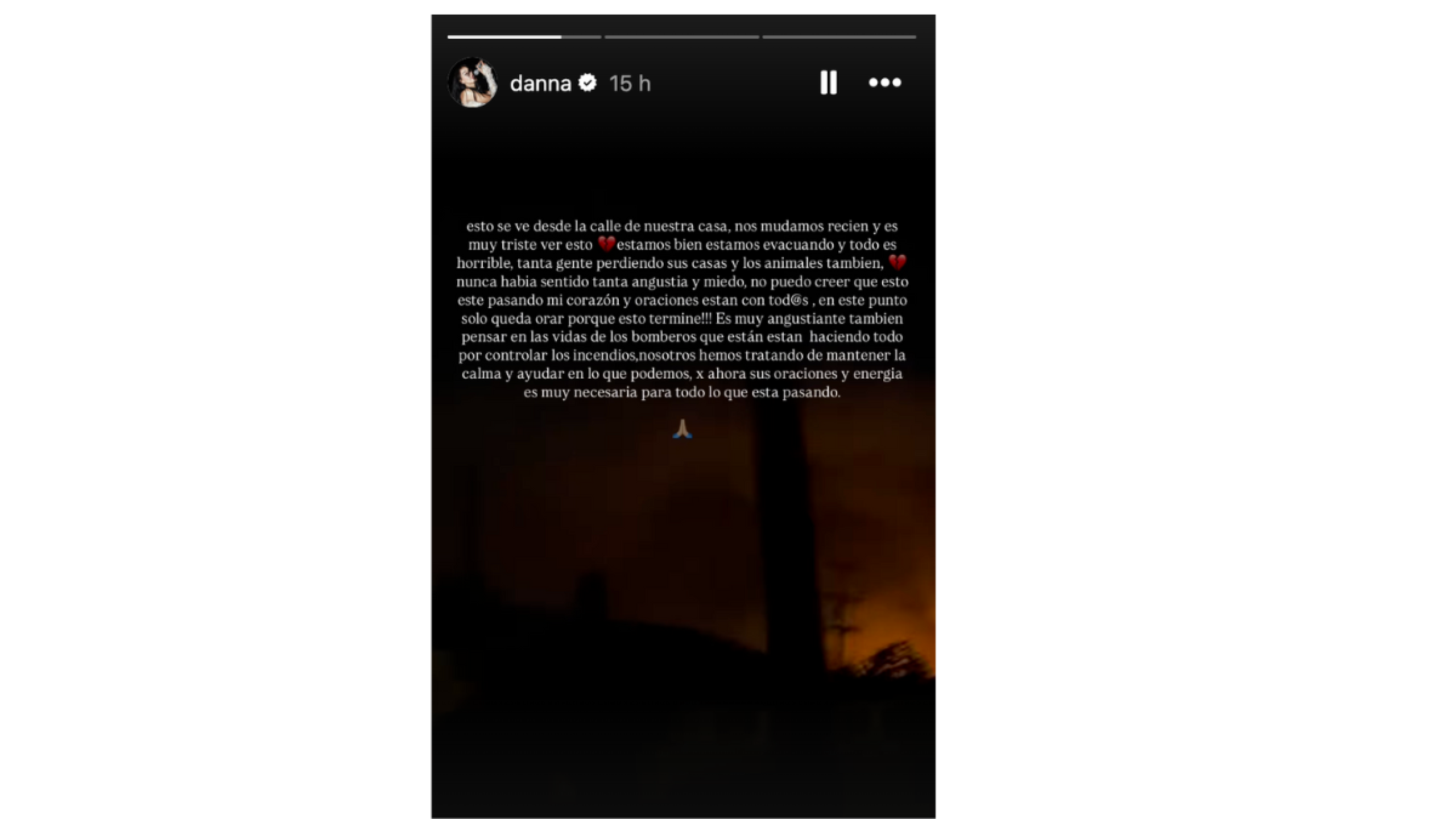 Danna es evaduada de su hogar de Los Ángeles por incendios en Estados Unidos. Lanza mensaje que alertó a sus fans