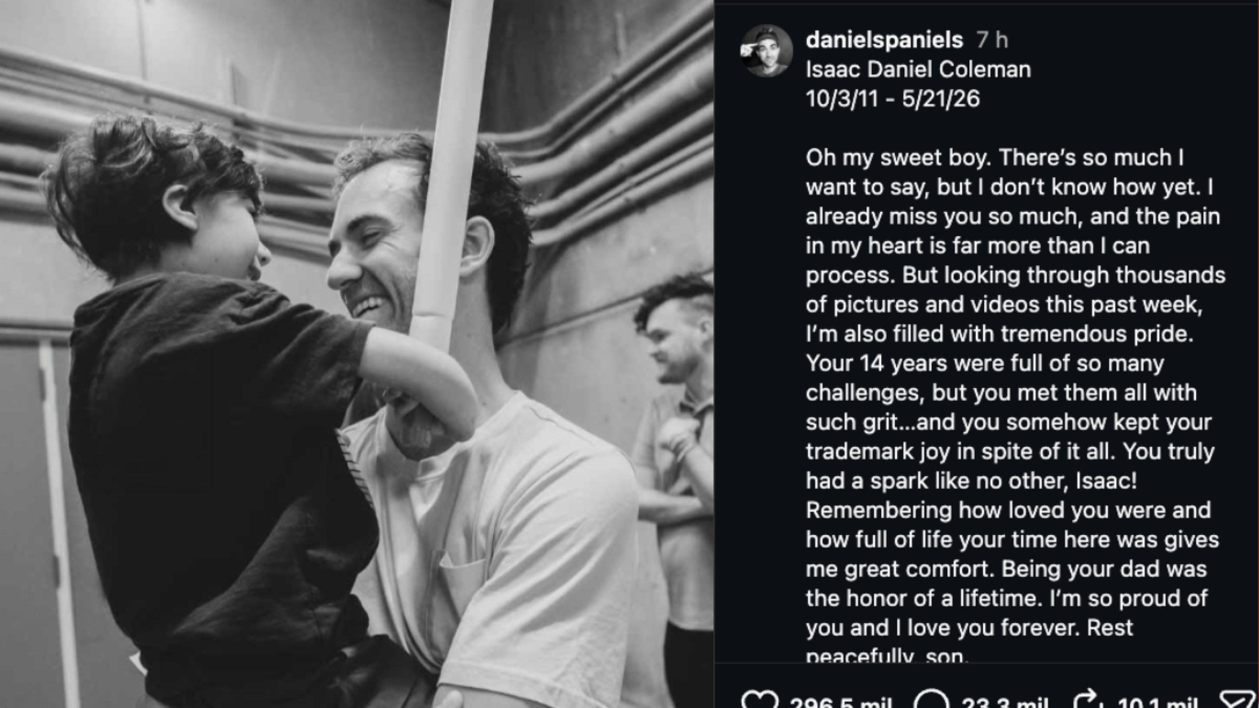 Daniel Coleman comunicado en IG