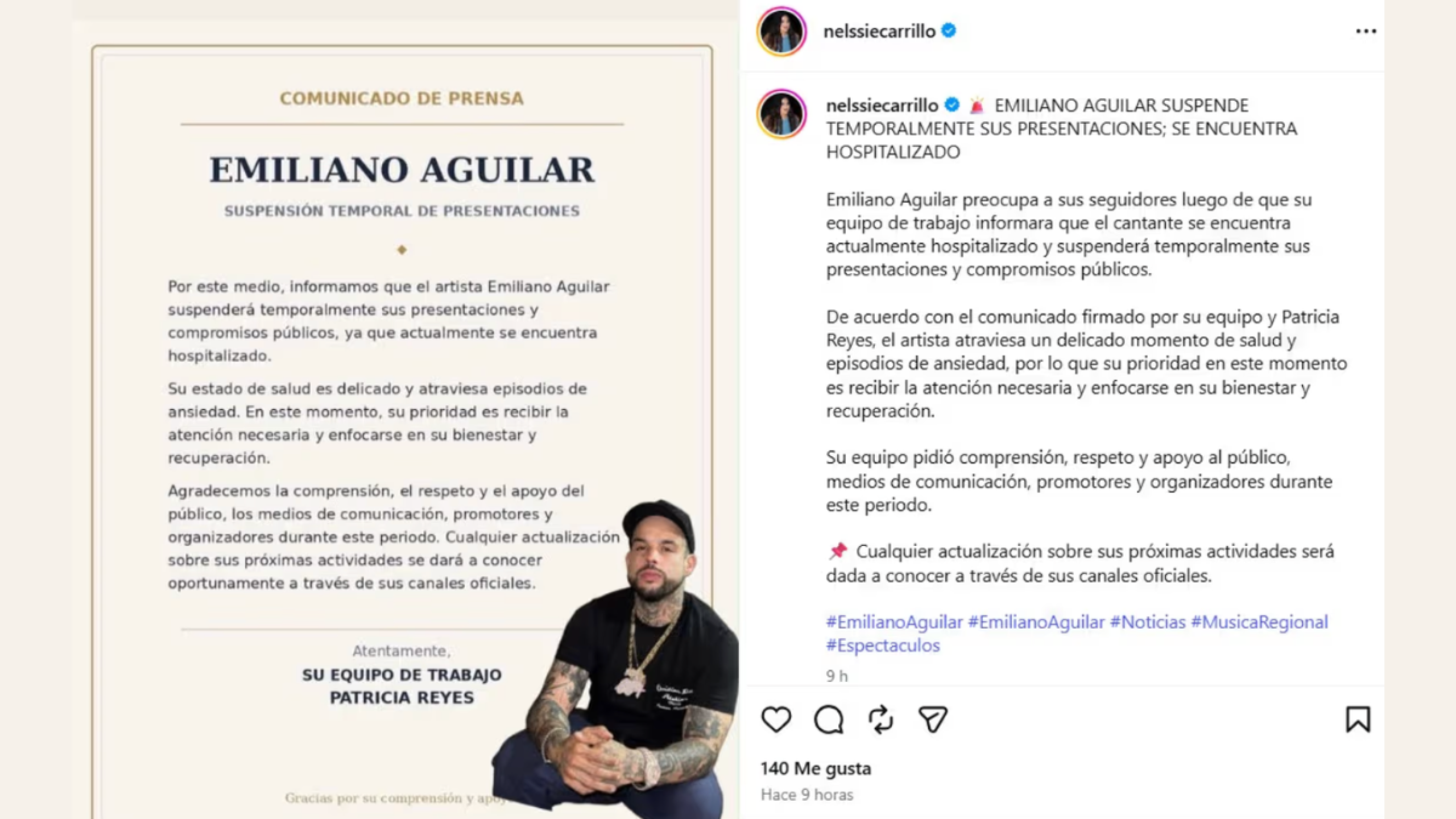 Anuncian hospitalización de Emiliano Aguilar