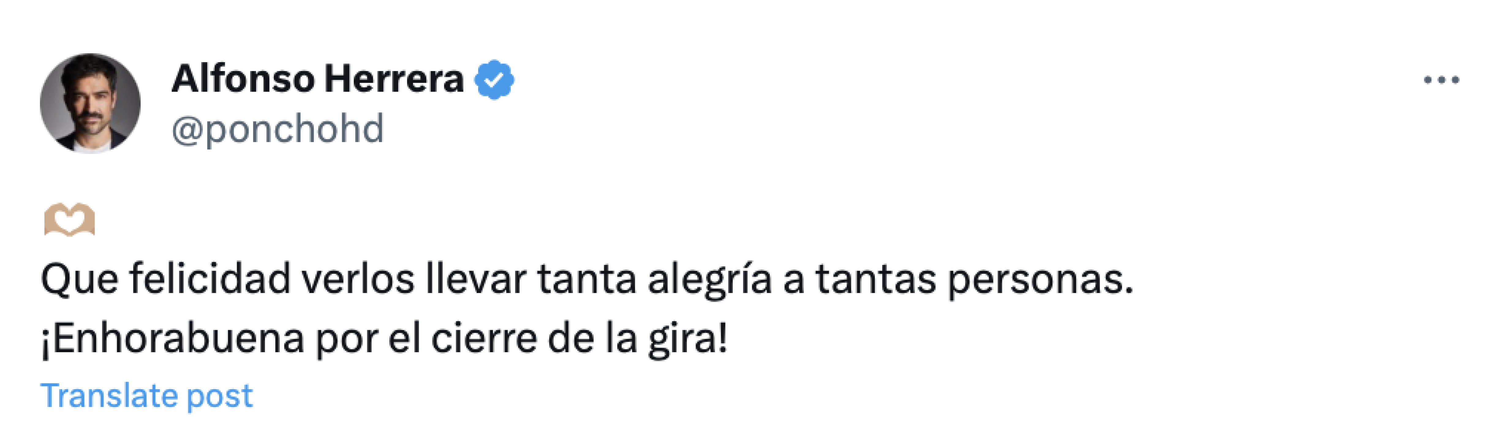 Mensaje de Alfonso Herrera en el final de la gira de RBD
