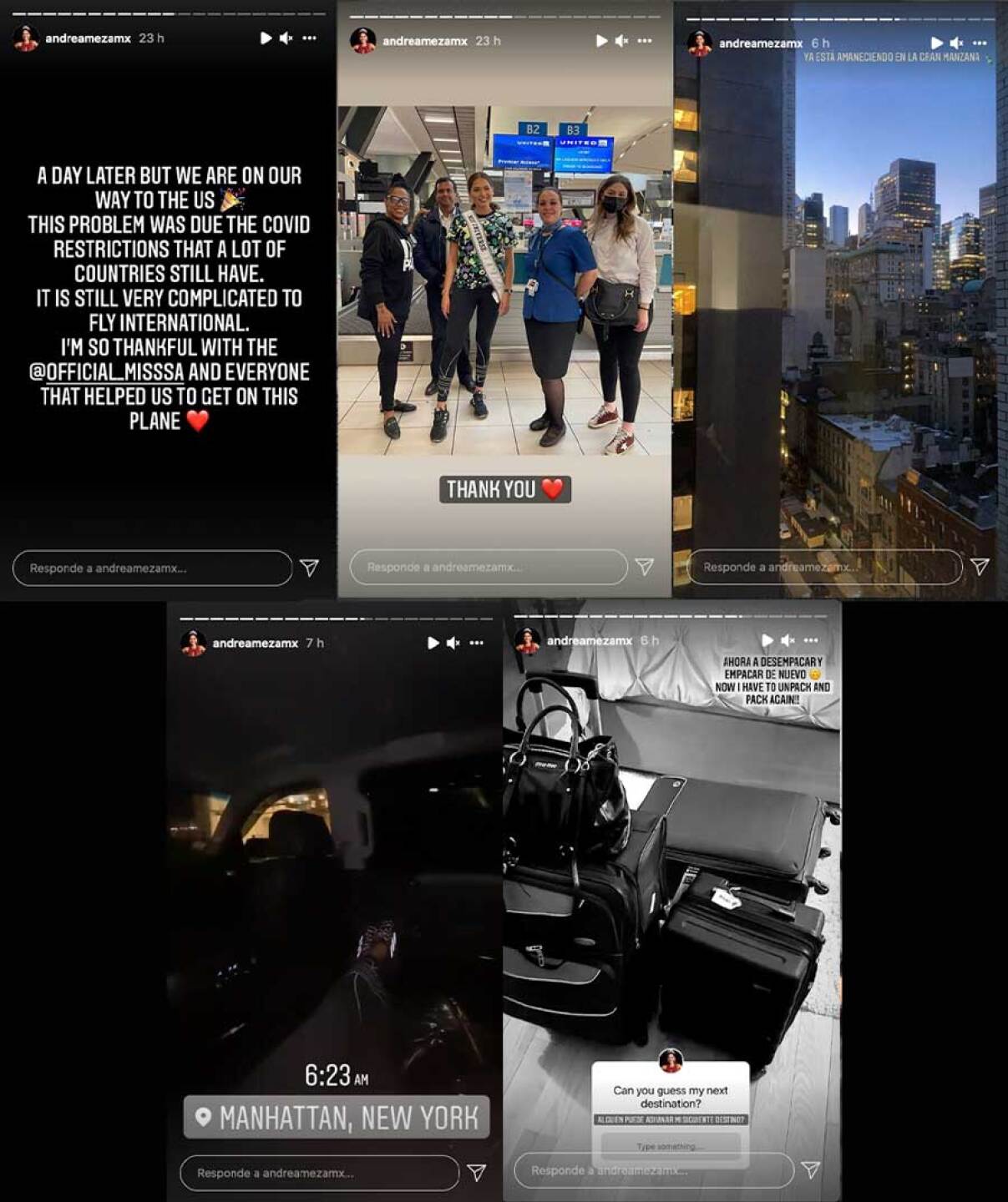 Andrea Meza pudo abordar su vuelo