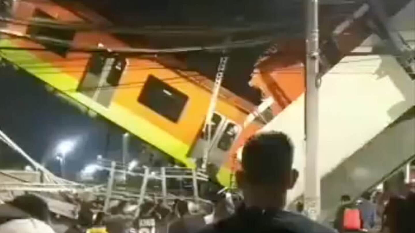 Colapsa estructura y se desploma metro en la estación Olivos de la Línea 12