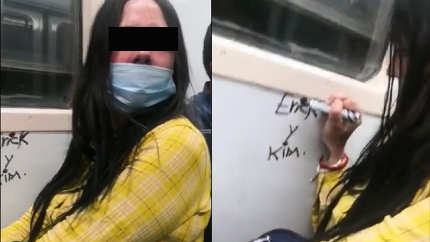 Joven vandaliza un convoy del Metro por la noche