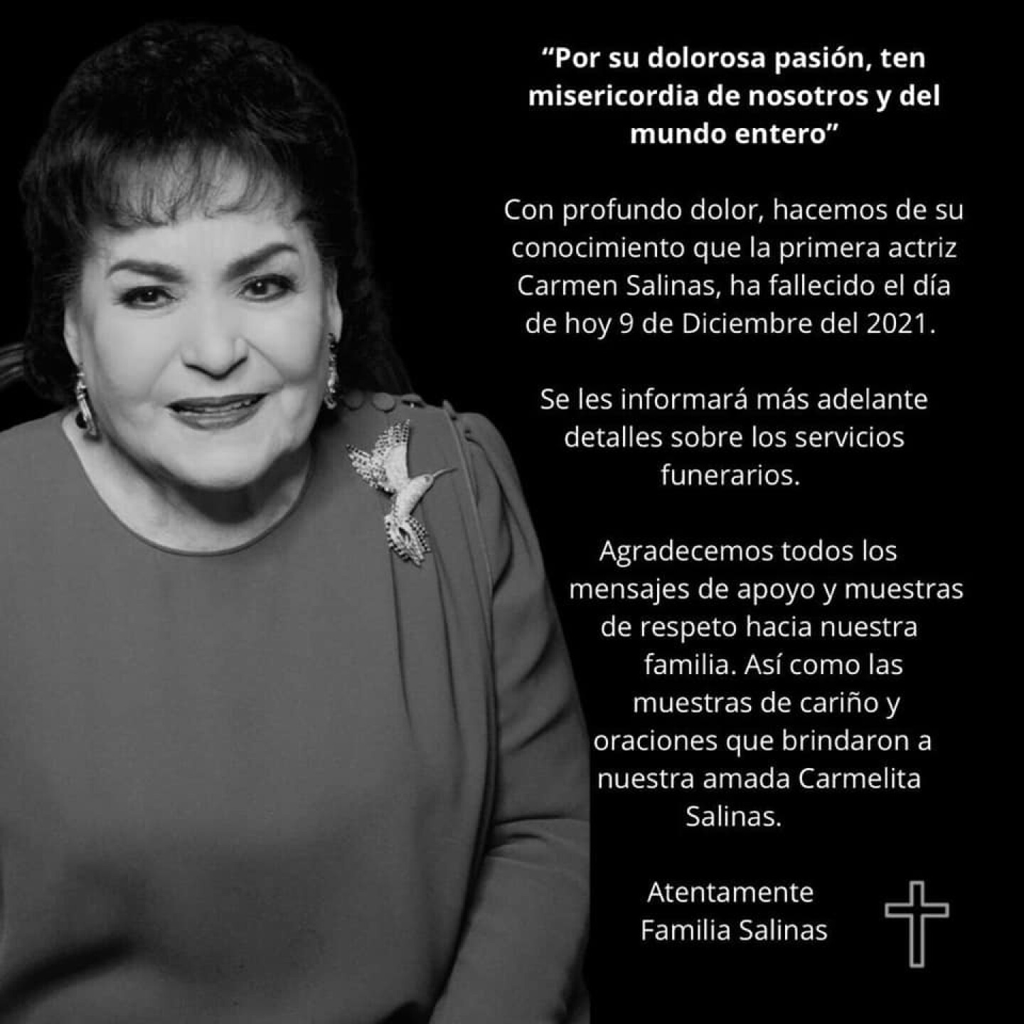 Carmen Salinas estaría siendo olvidada