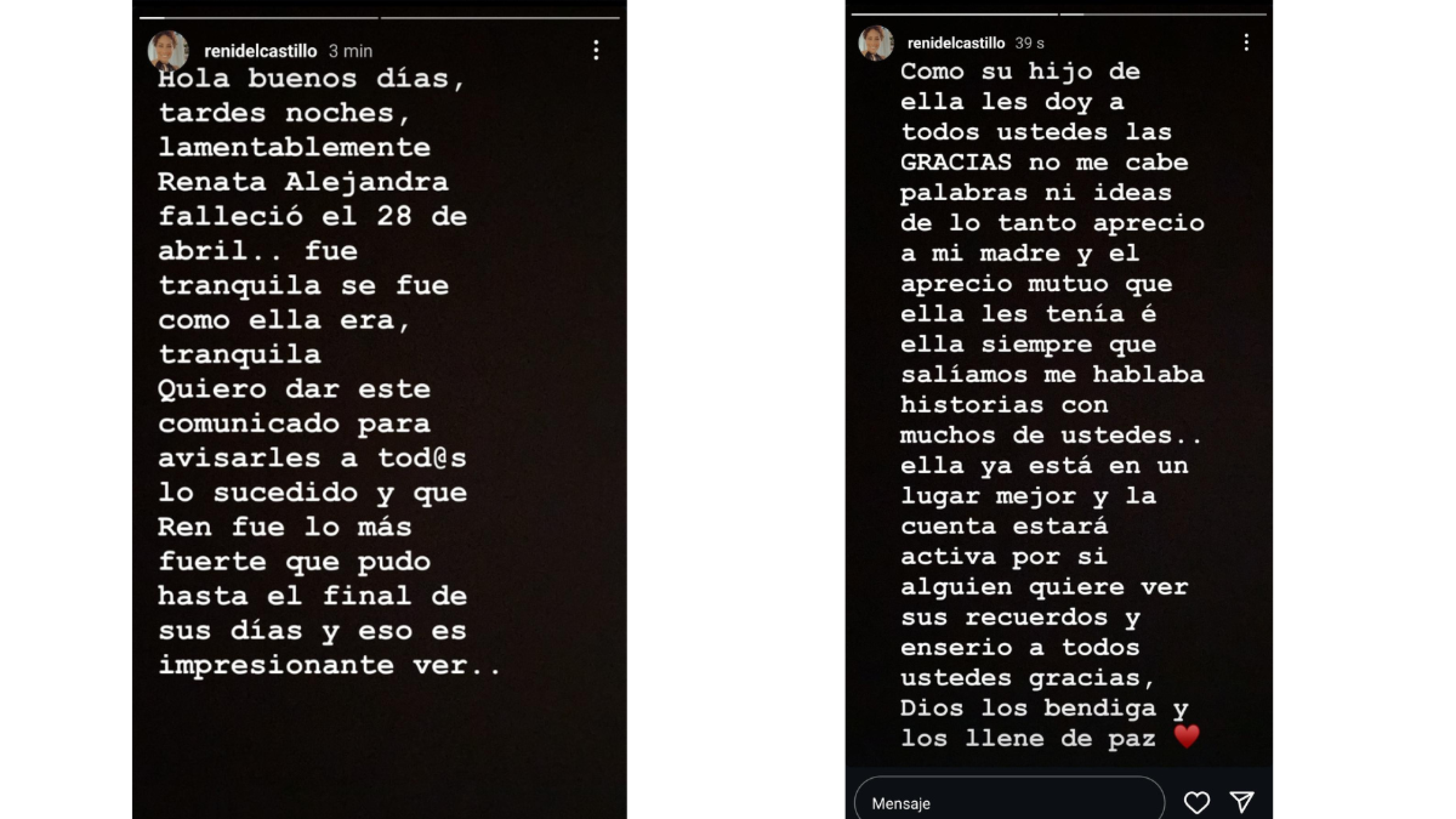 ¿Cómo fue el mensaje que publicó su hijo Mateo tras su fallecimiento?