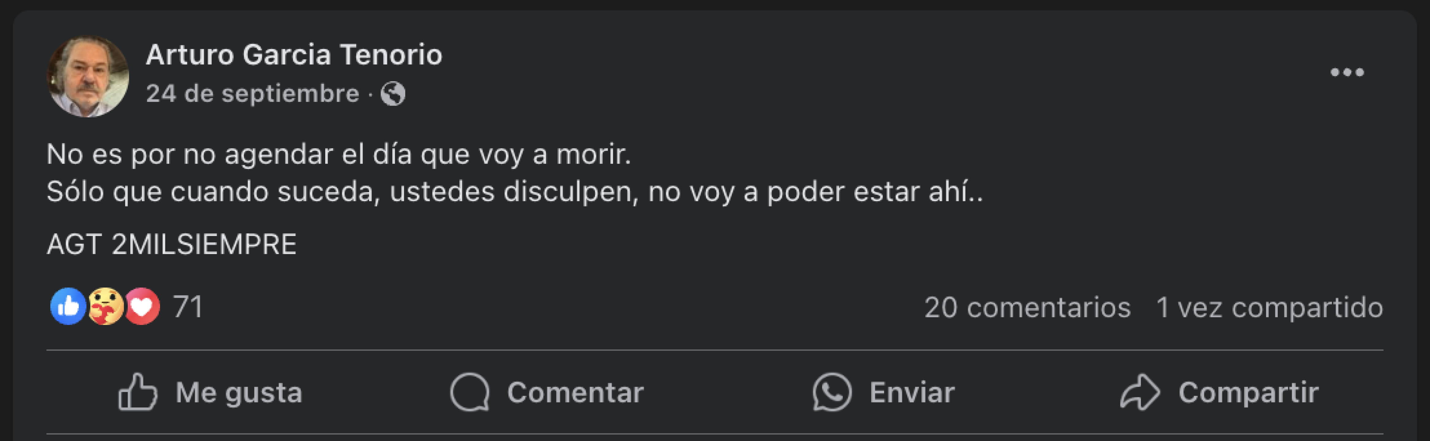 Publicaciones de Arturo García que causaron incertidumbre.