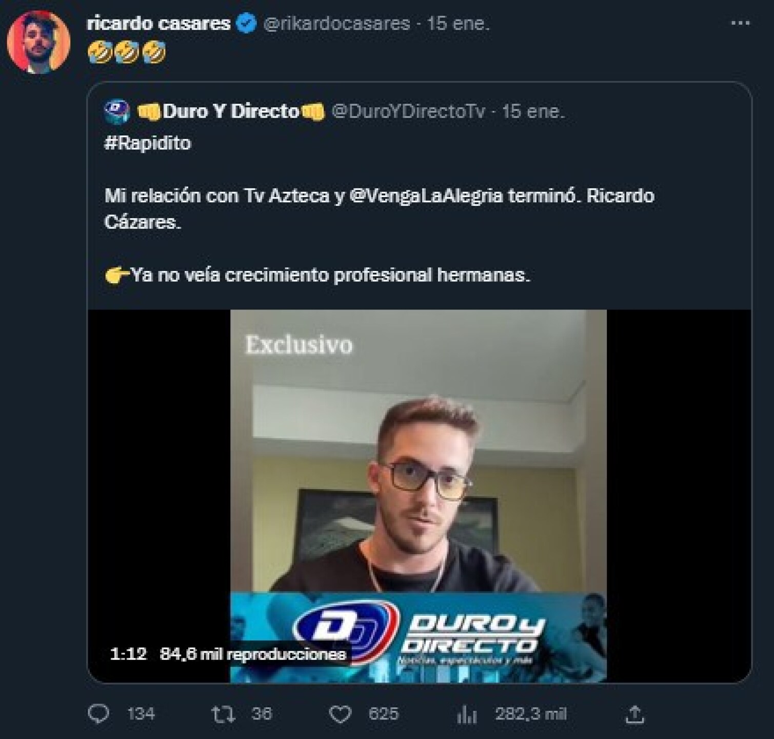 ¿Ricardo Casares se burla tras salida de Aristeo Cázares de TV Azteca?