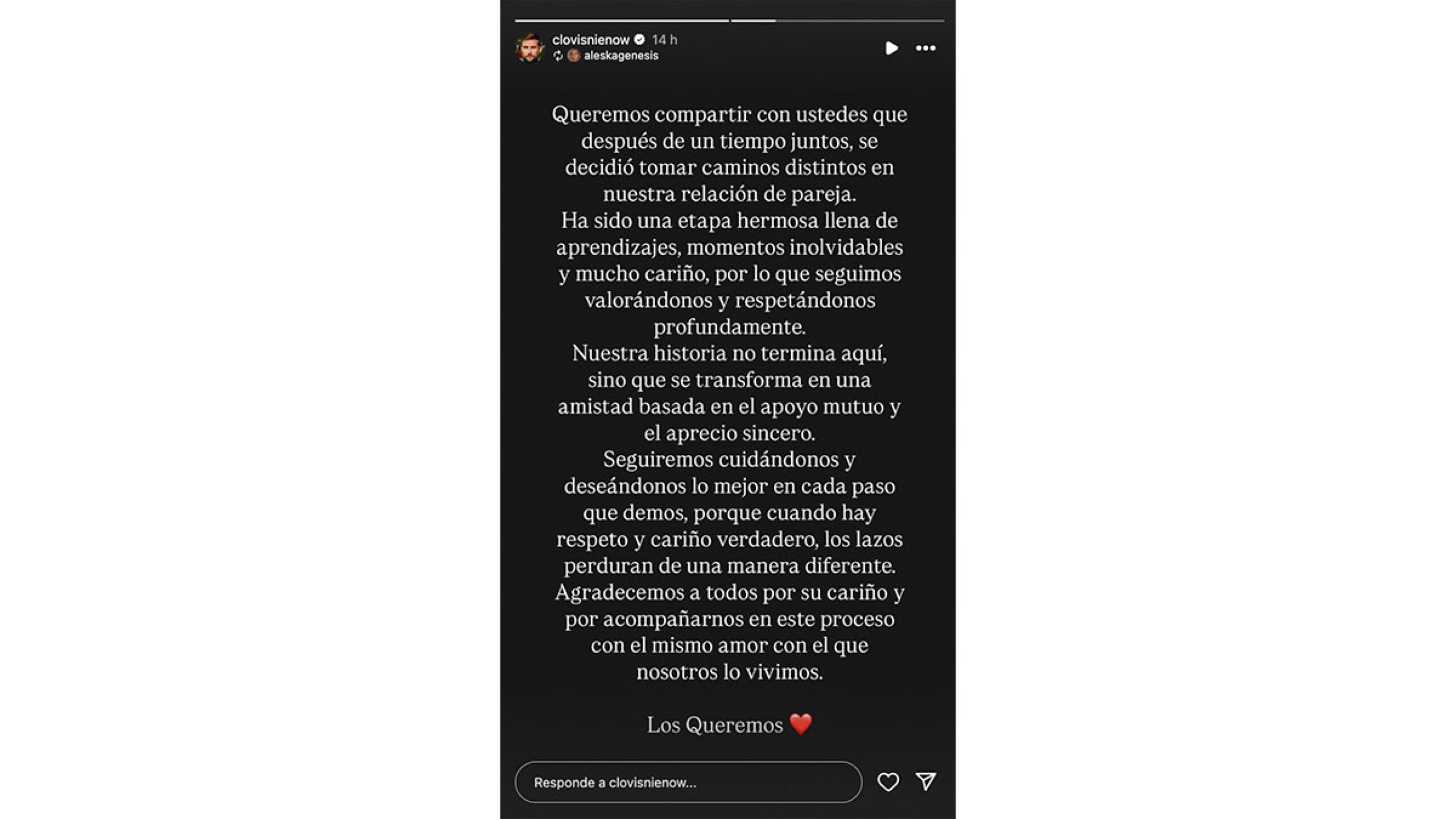 Aleska Genesis y Clovis Nienow terminaron su relación