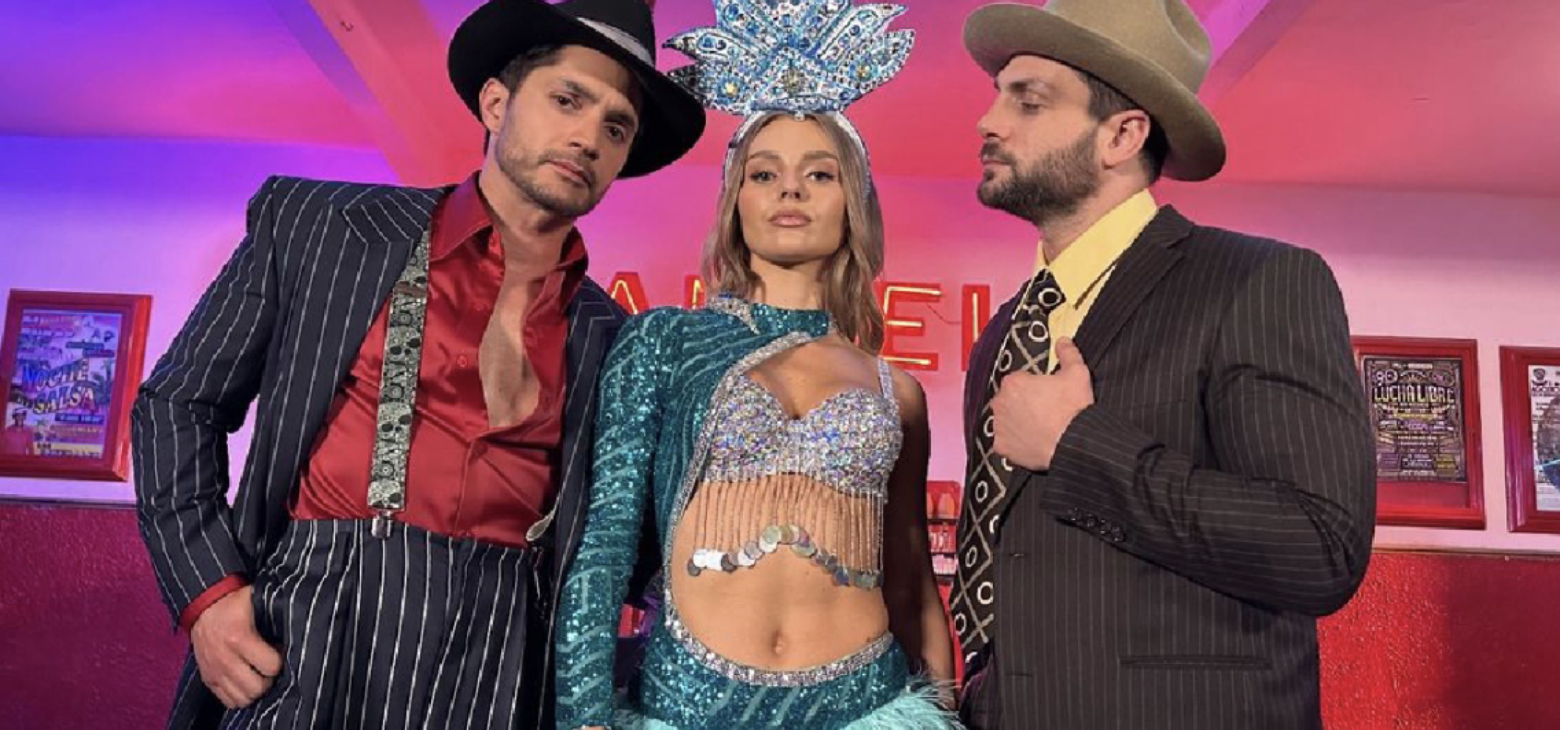 Daniel Elbittar, Irina Baeva y Nicola Porcella en Aventurera