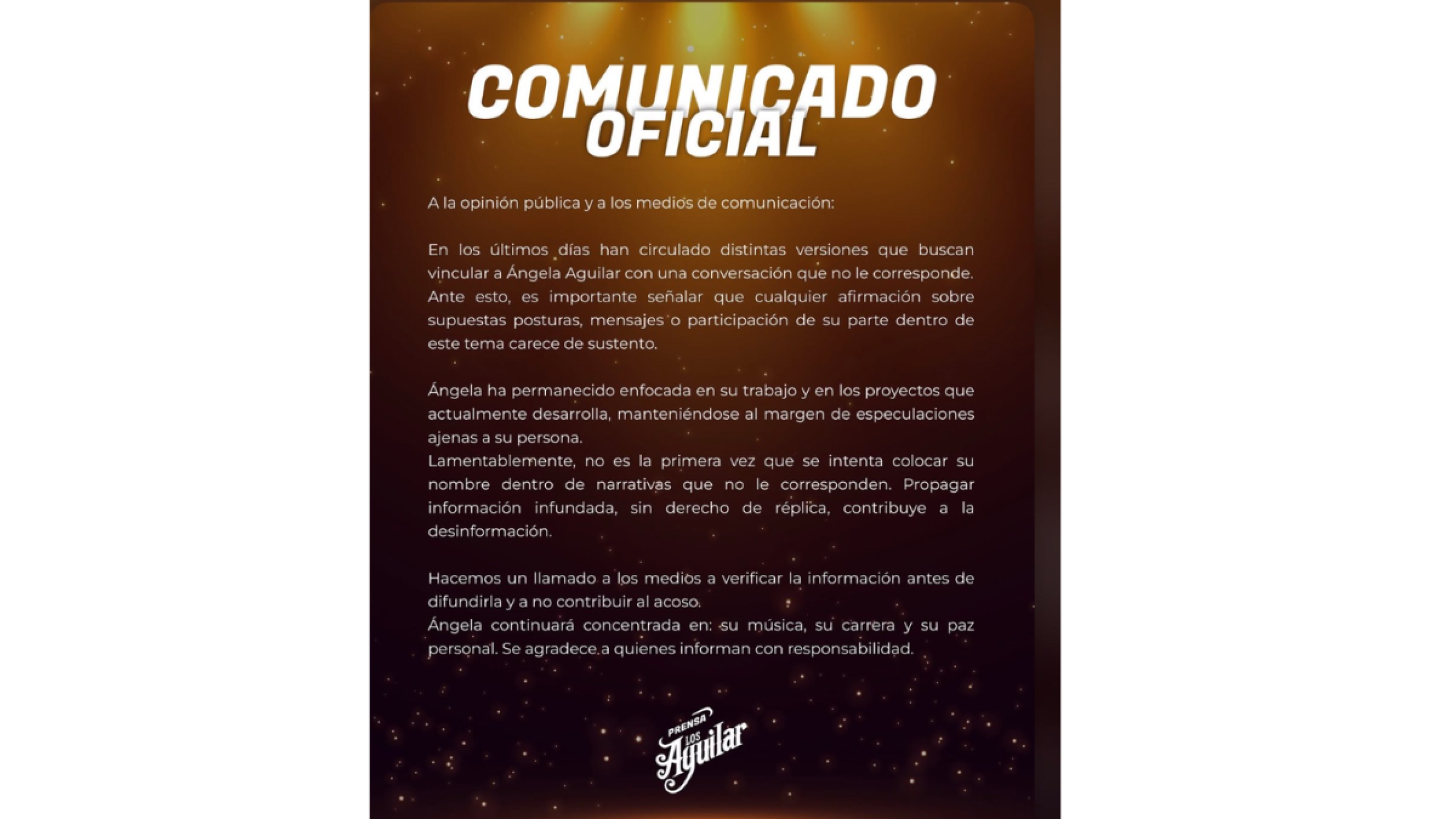 Comunicado dinastía aguilar