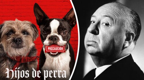 Hijos de perra poster y Alfred Hitchcock