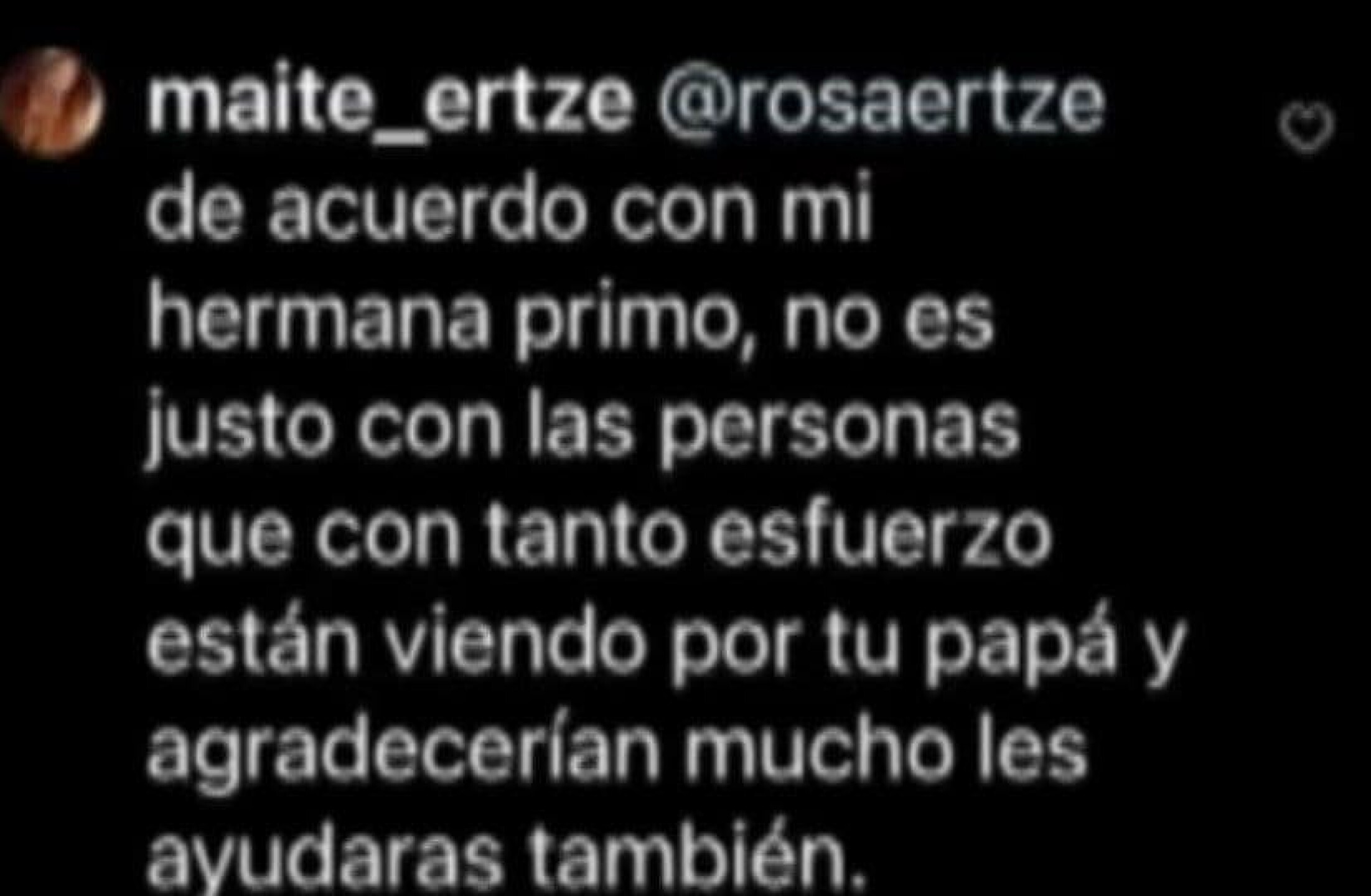 Comentario de Maite Erze, prima de Leonardo García.