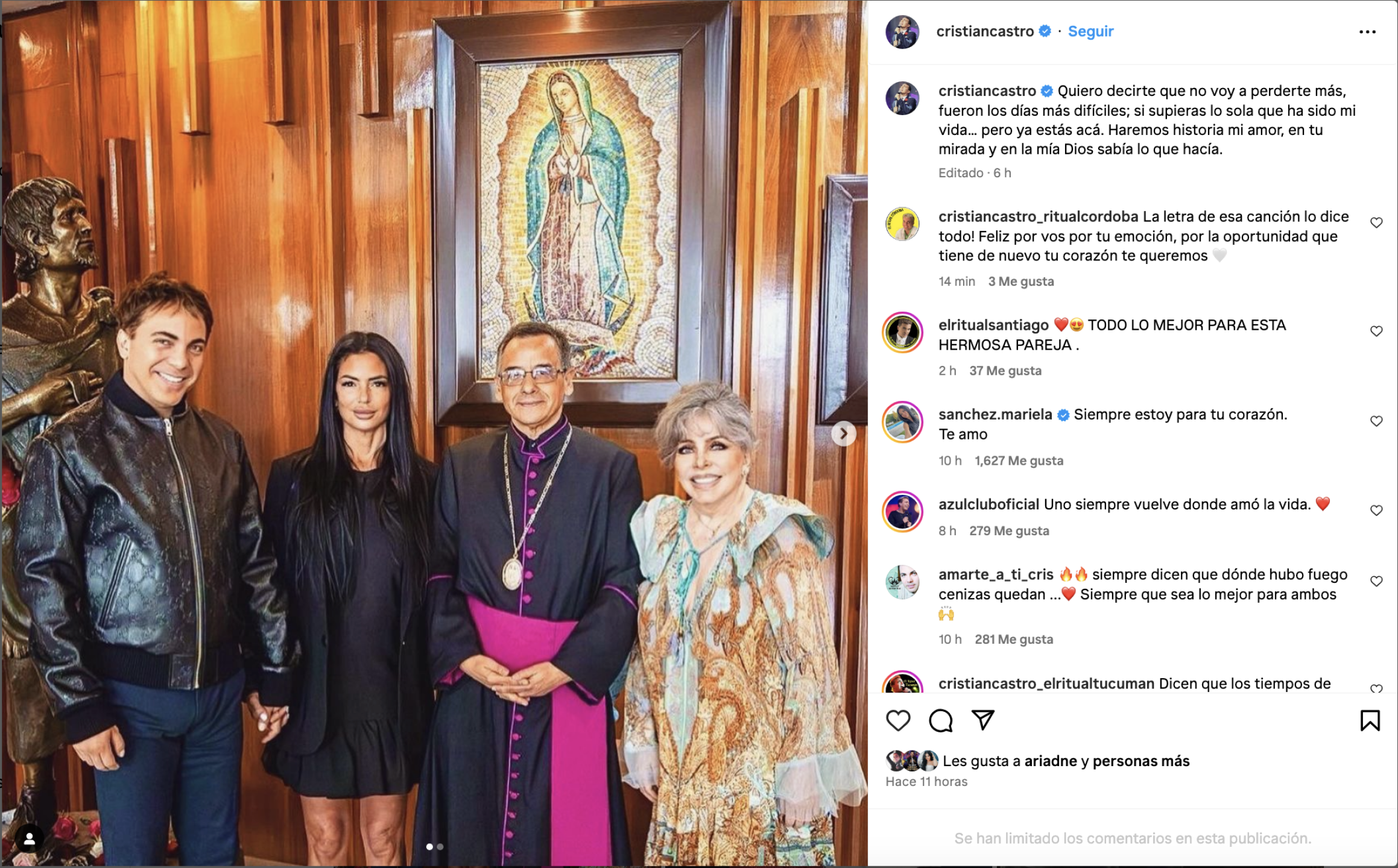 Cristian Castro retoma su relación con Mariela Sánchez