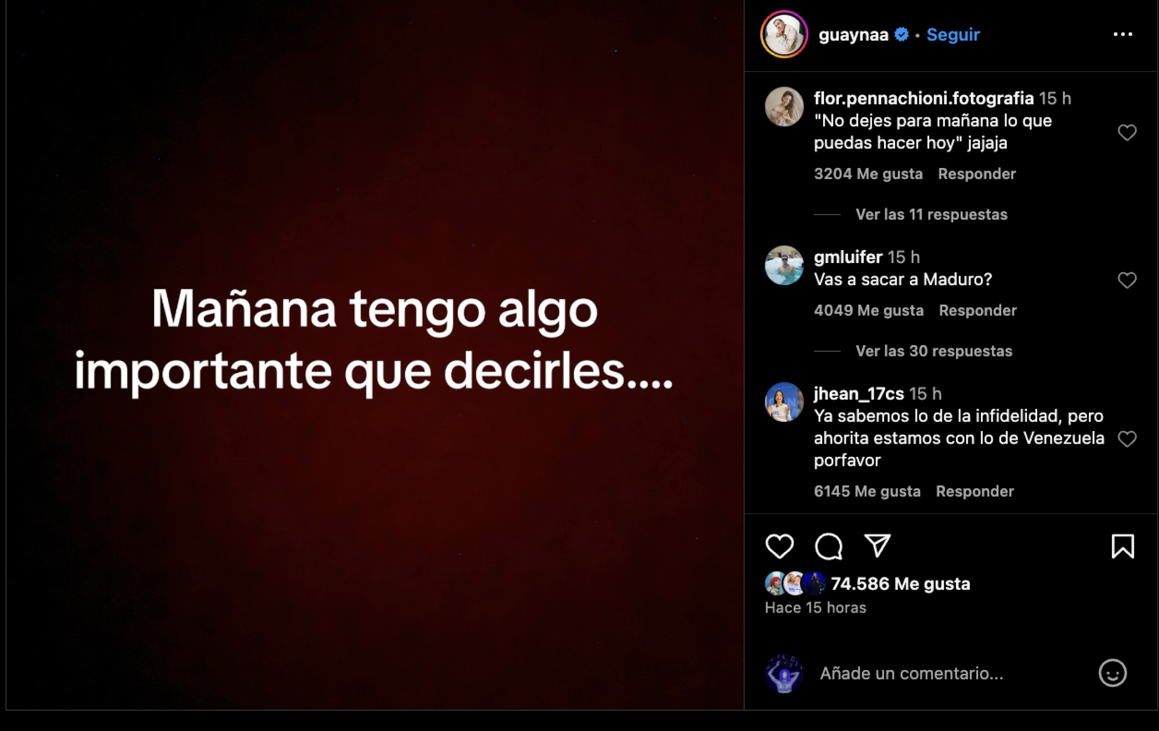 Guayna anunica mensaje
