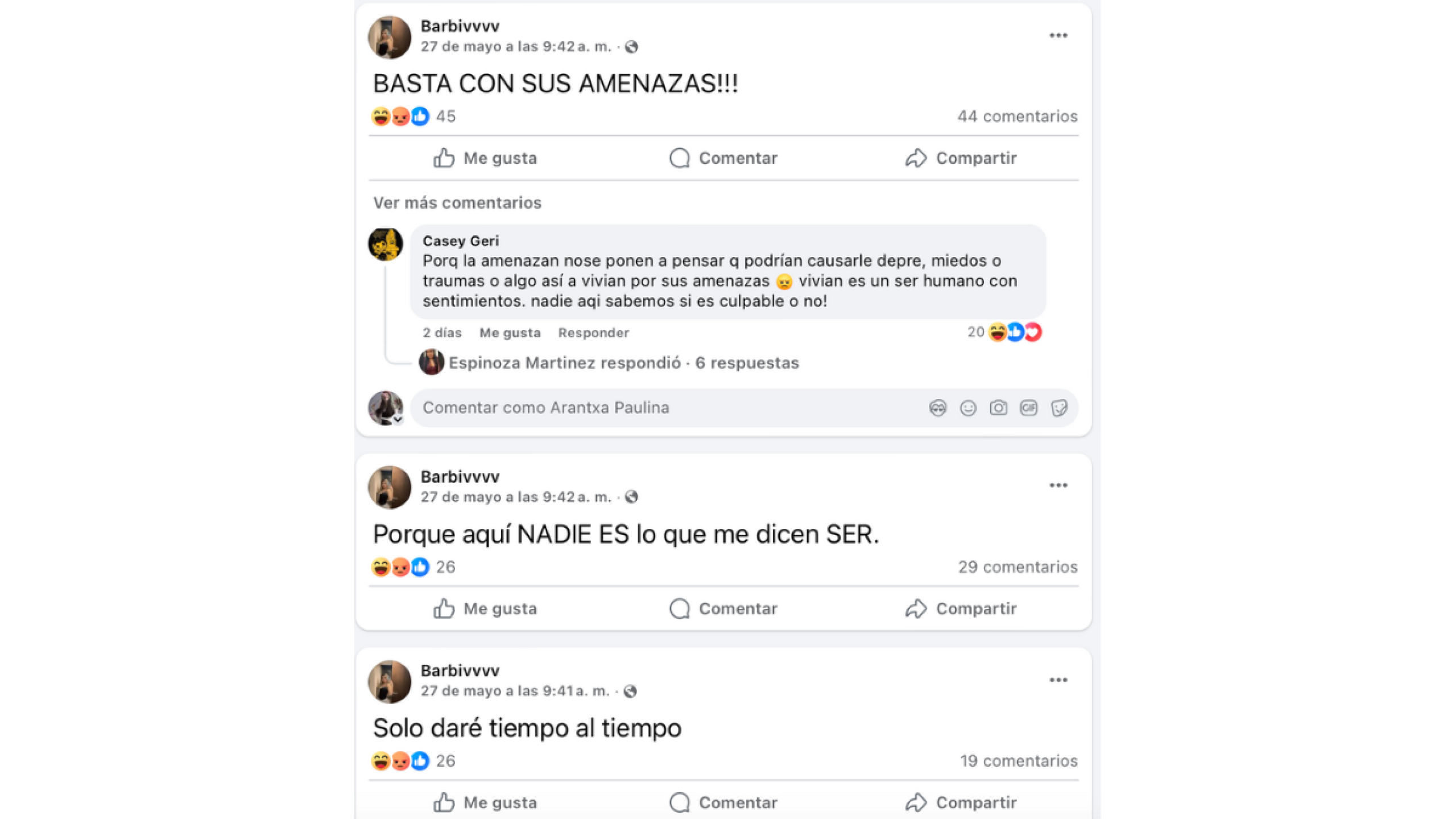 Vivian amiga de Valeria denuncia amenazas y difamación