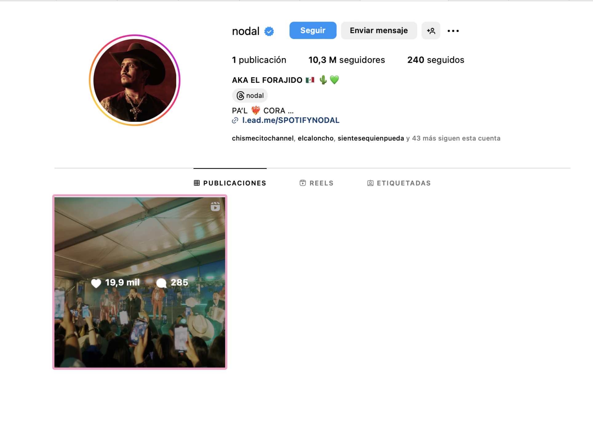 Nodal borra fotos de su Instagram