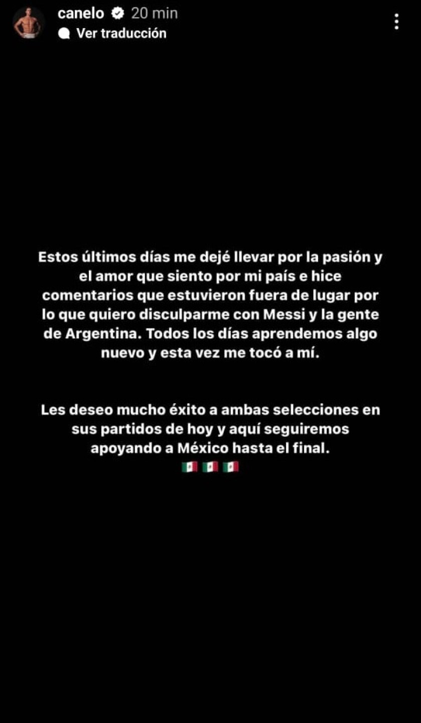 Canelo pide una disculpa a Messi tras amenazarlo por presuntamente pisar la playera de México