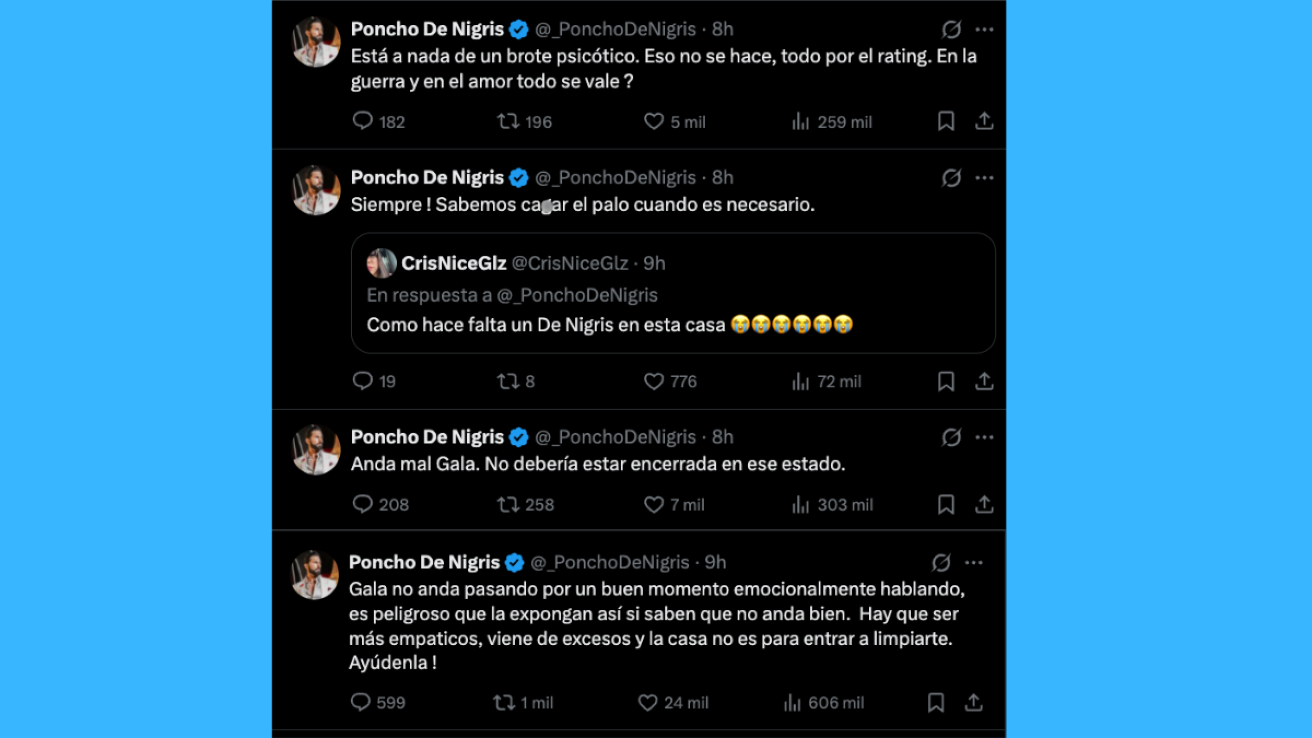 Poncho de Nigris reprueba regreso de Gala Montes