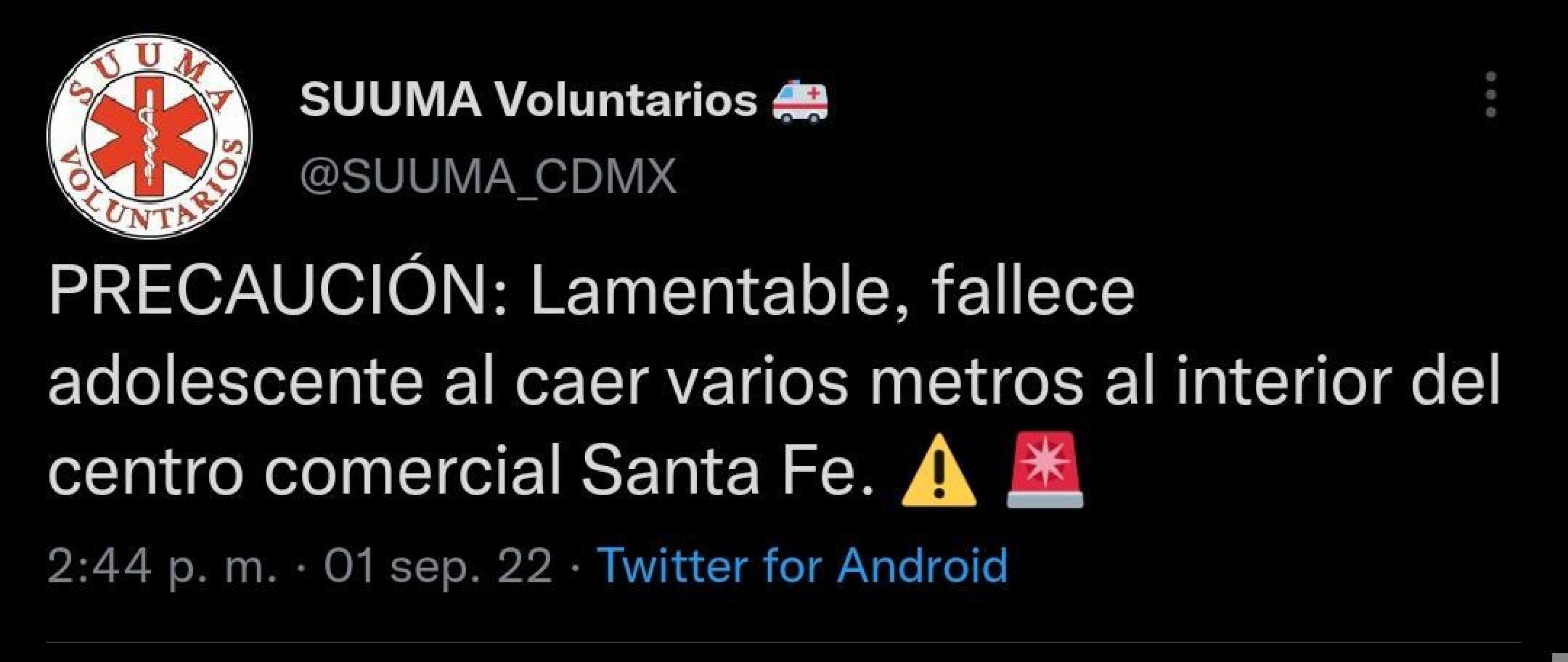 Muere joven en centro comercial Santa Fe tras caer 8 metros