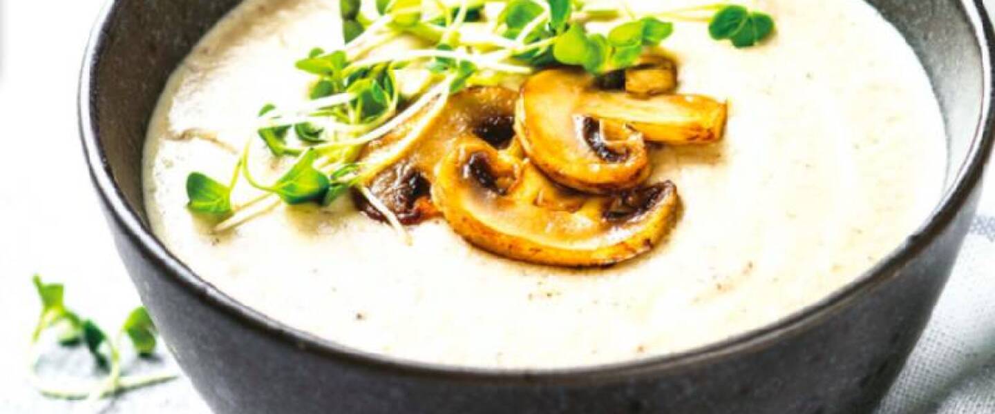 Sopa de champiñones al vino blanco