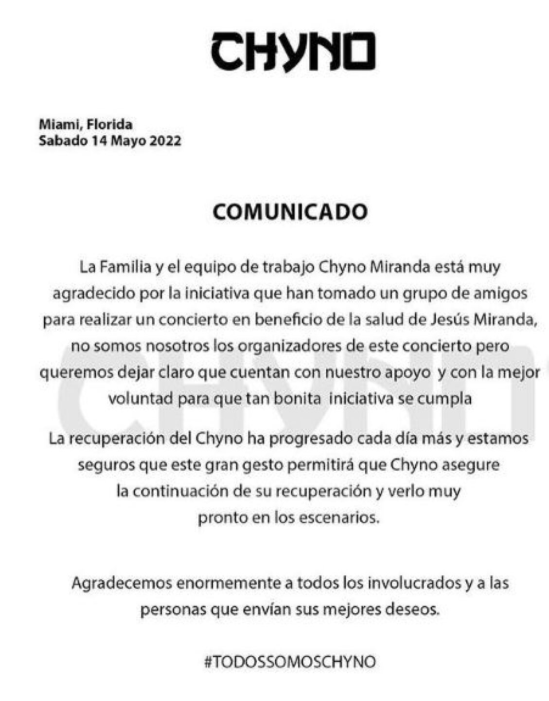 Chyno Miranda se recupera favorablemente