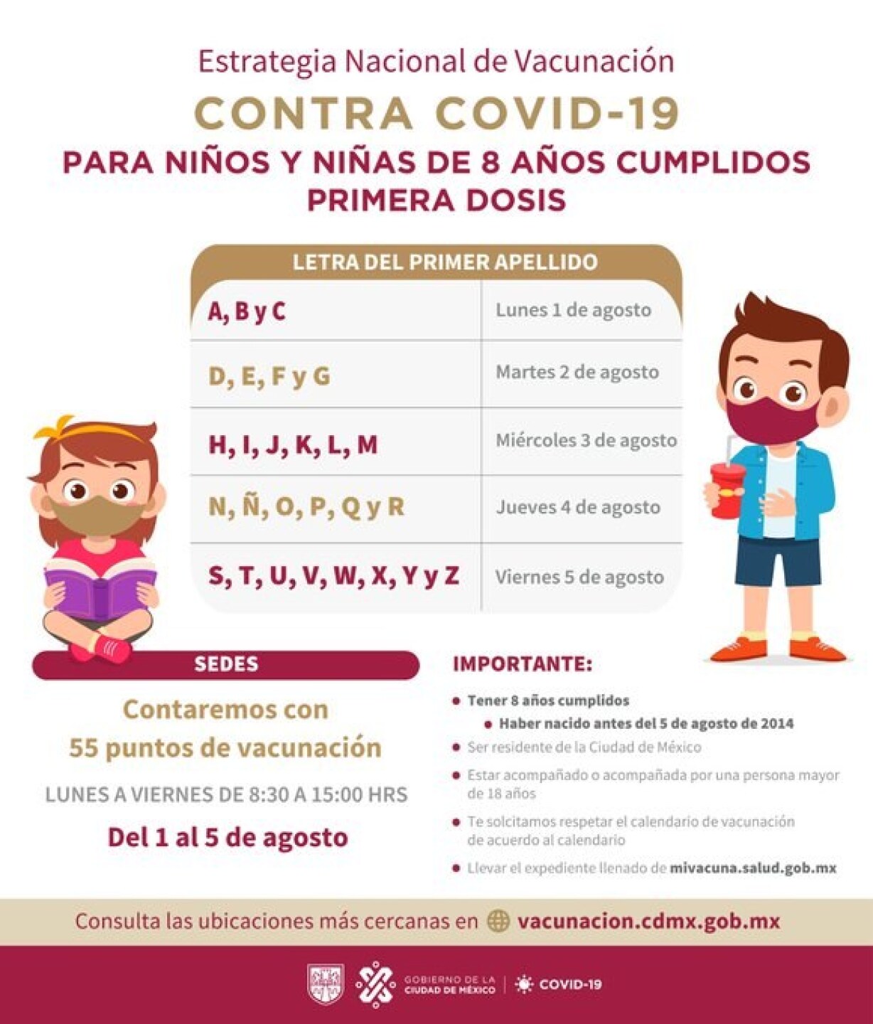 Vacunación Covid-19 para niños de 8 años arrancará en agosto en CDMX