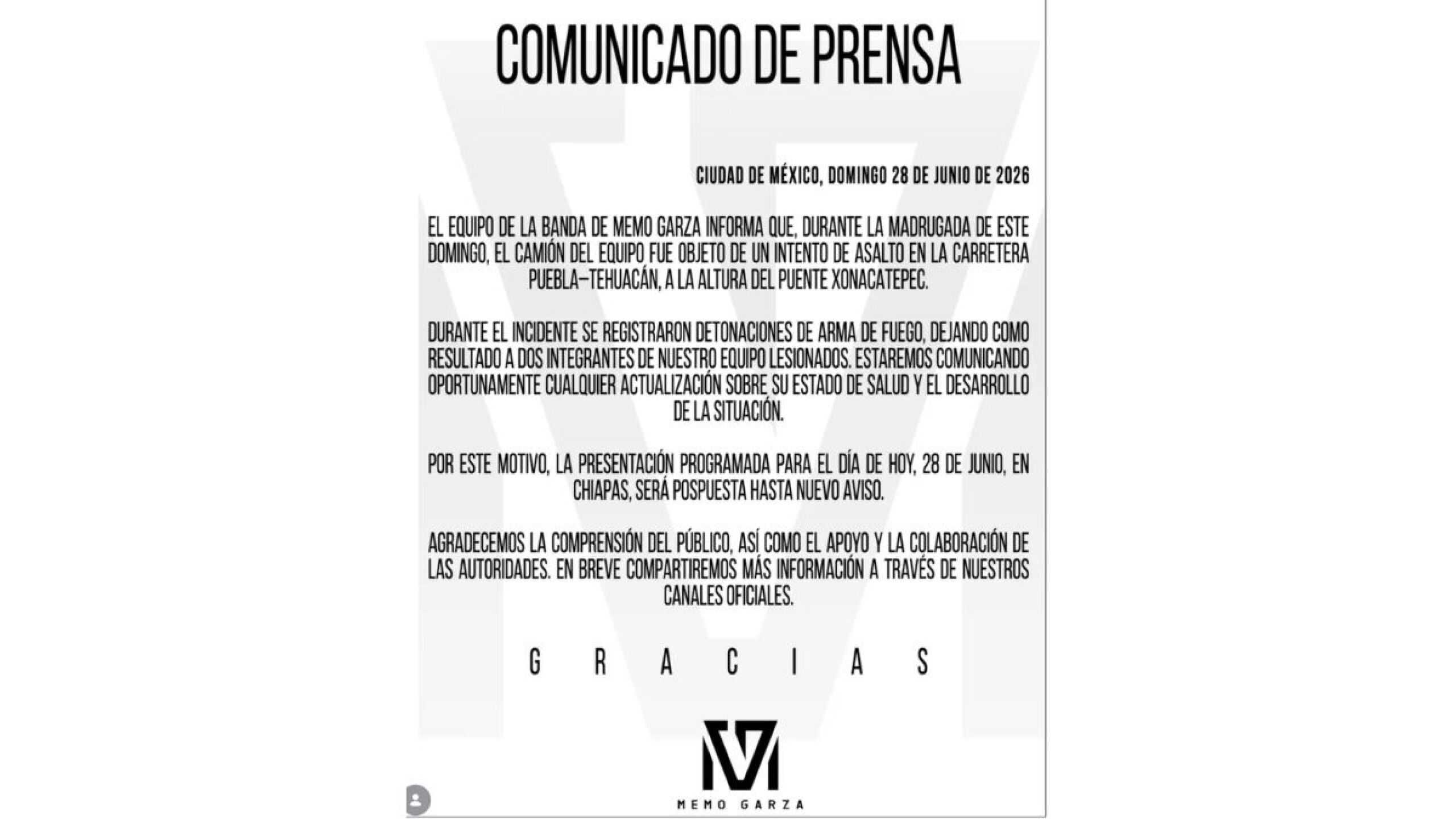 comunicado memo garza