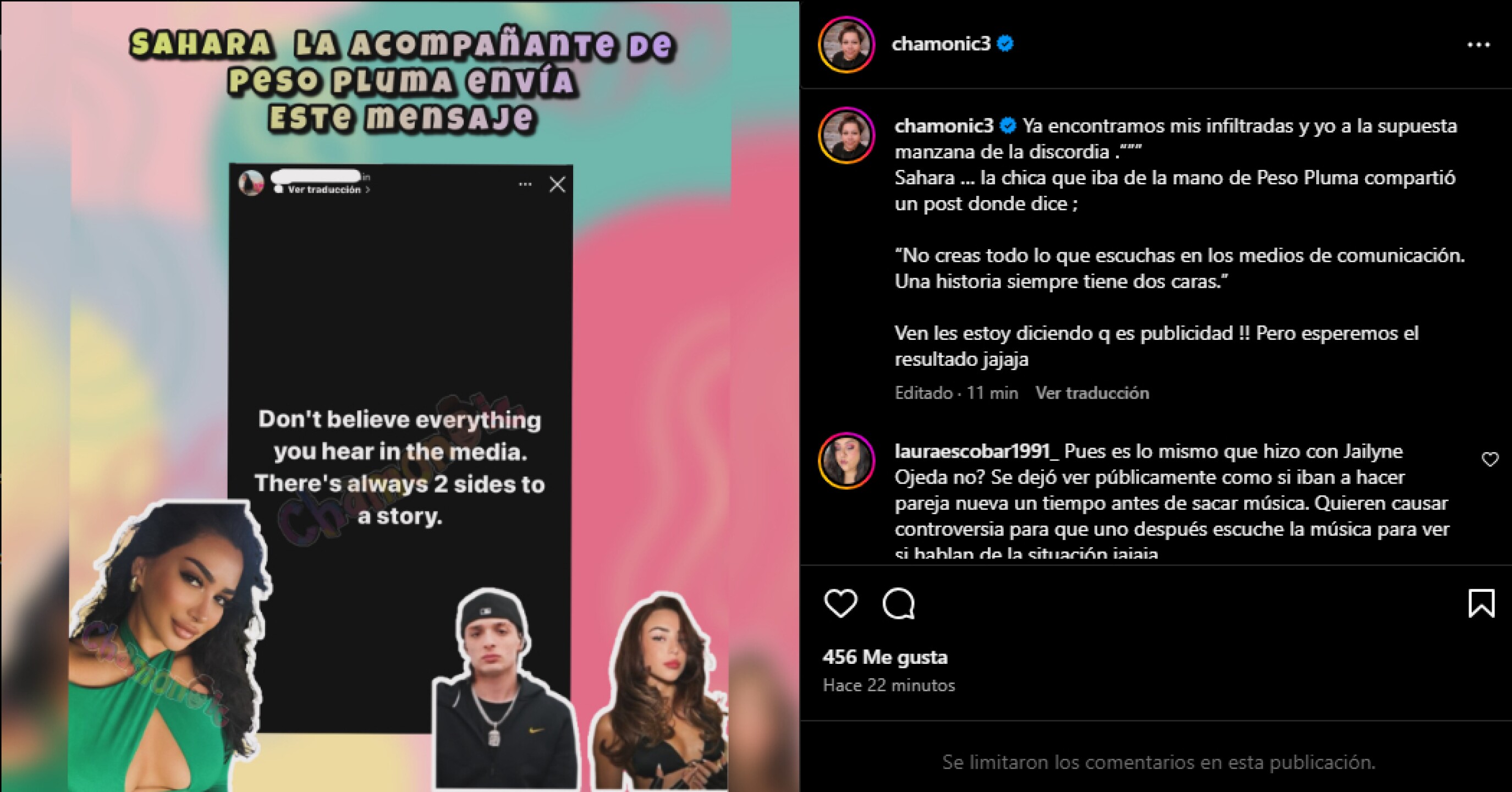 Amante de Peso Pluma lanza mensaje