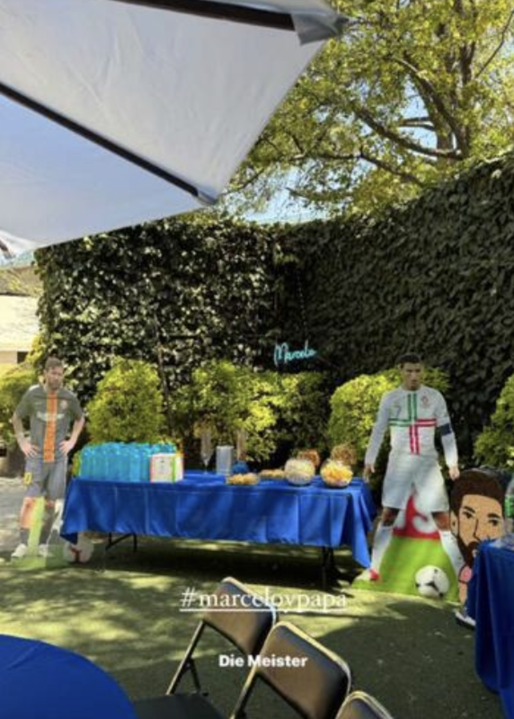 Fiesta de cumpleaños hijo Michelle Renaud, figura Cristiano Ronaldo