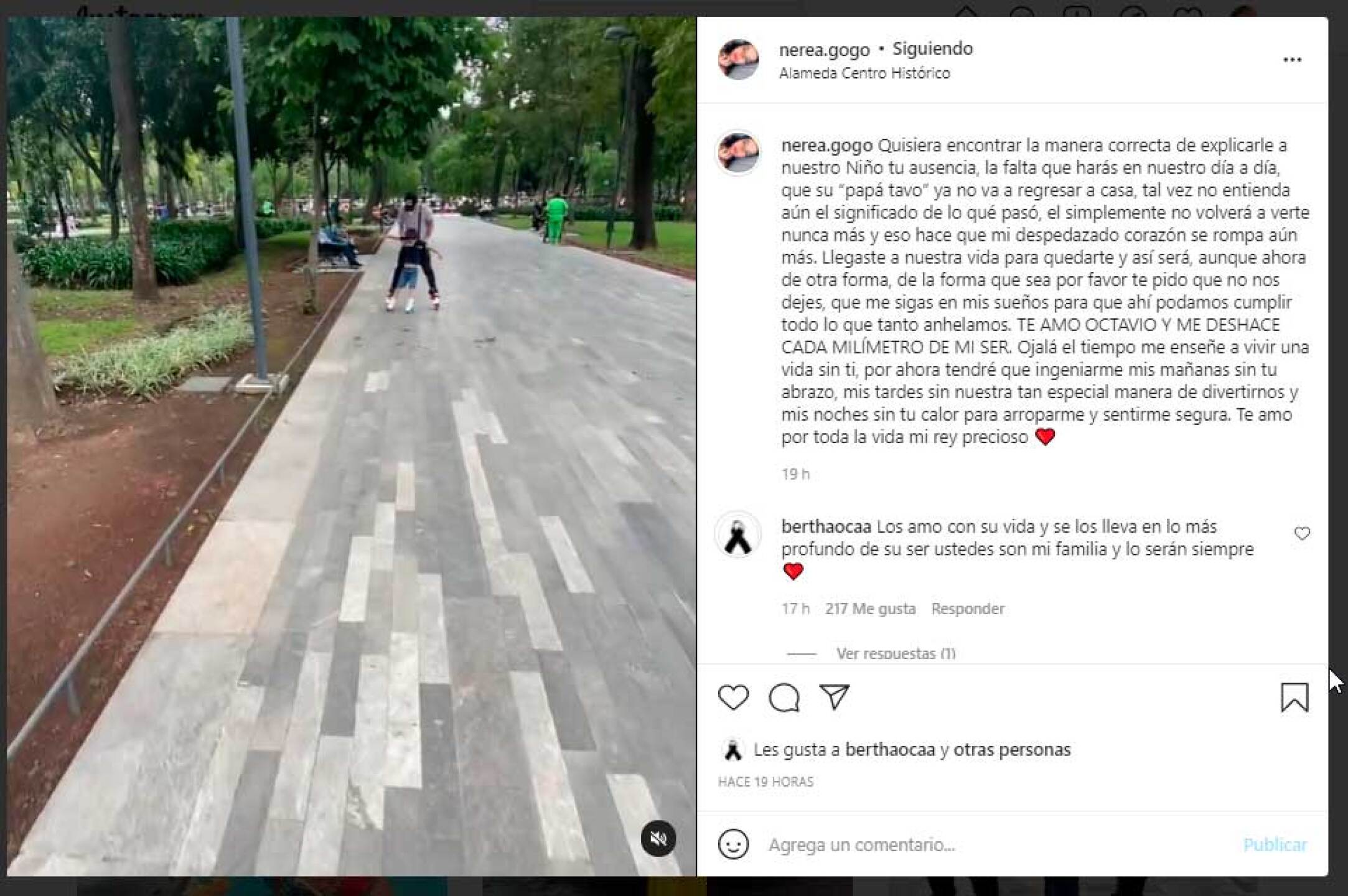 Nerea novia Octavio le dedicó un emotivo mensaje