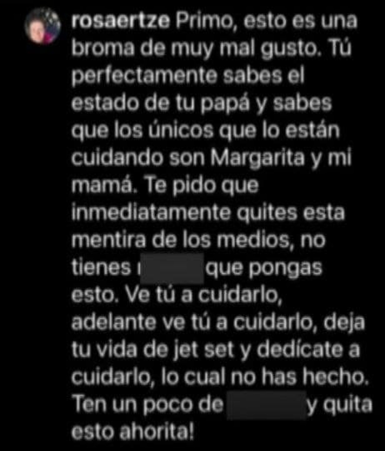 Comentario de Rosa Erze, prima de Leonardo García.