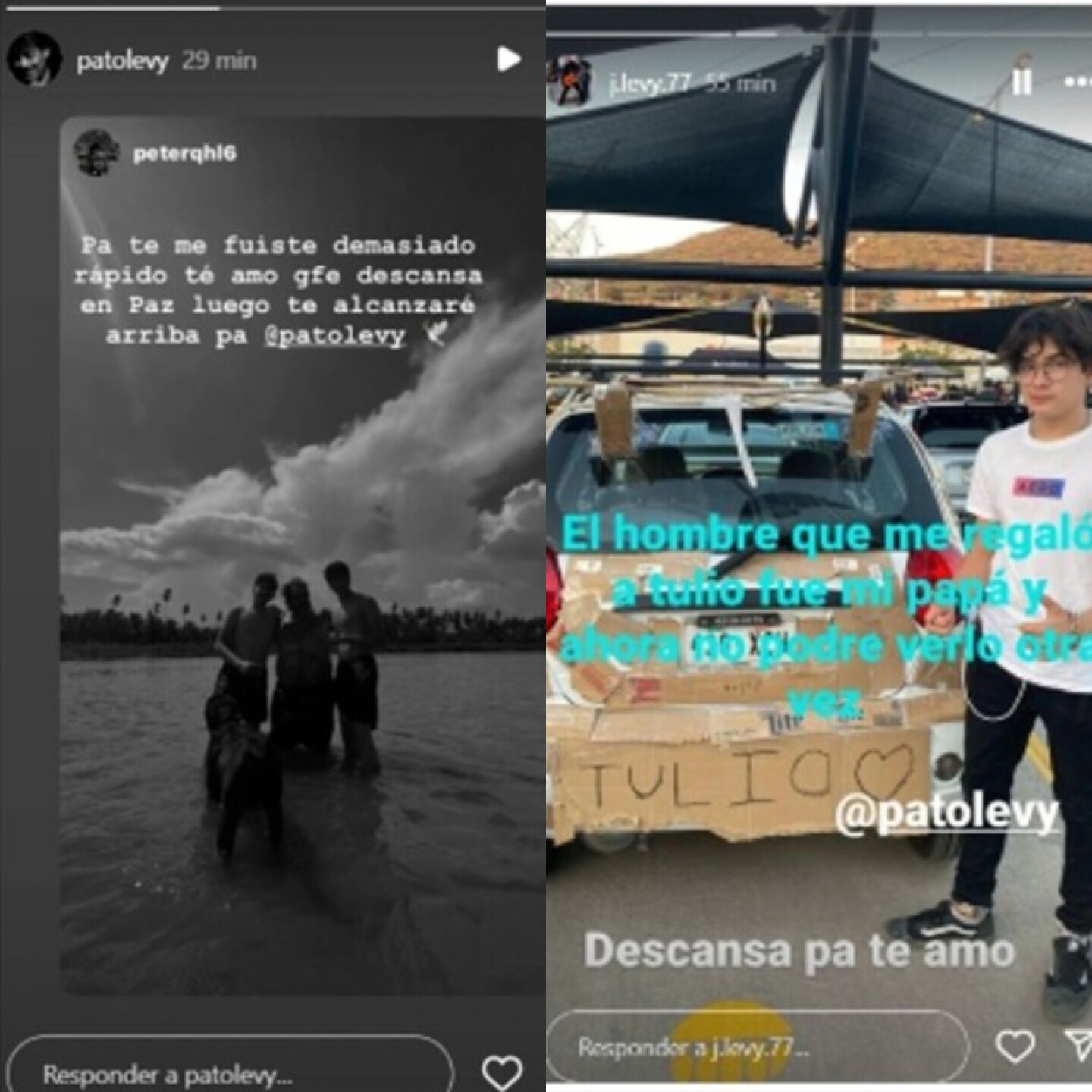 Mensajes de despedida hijos de Pato Levy