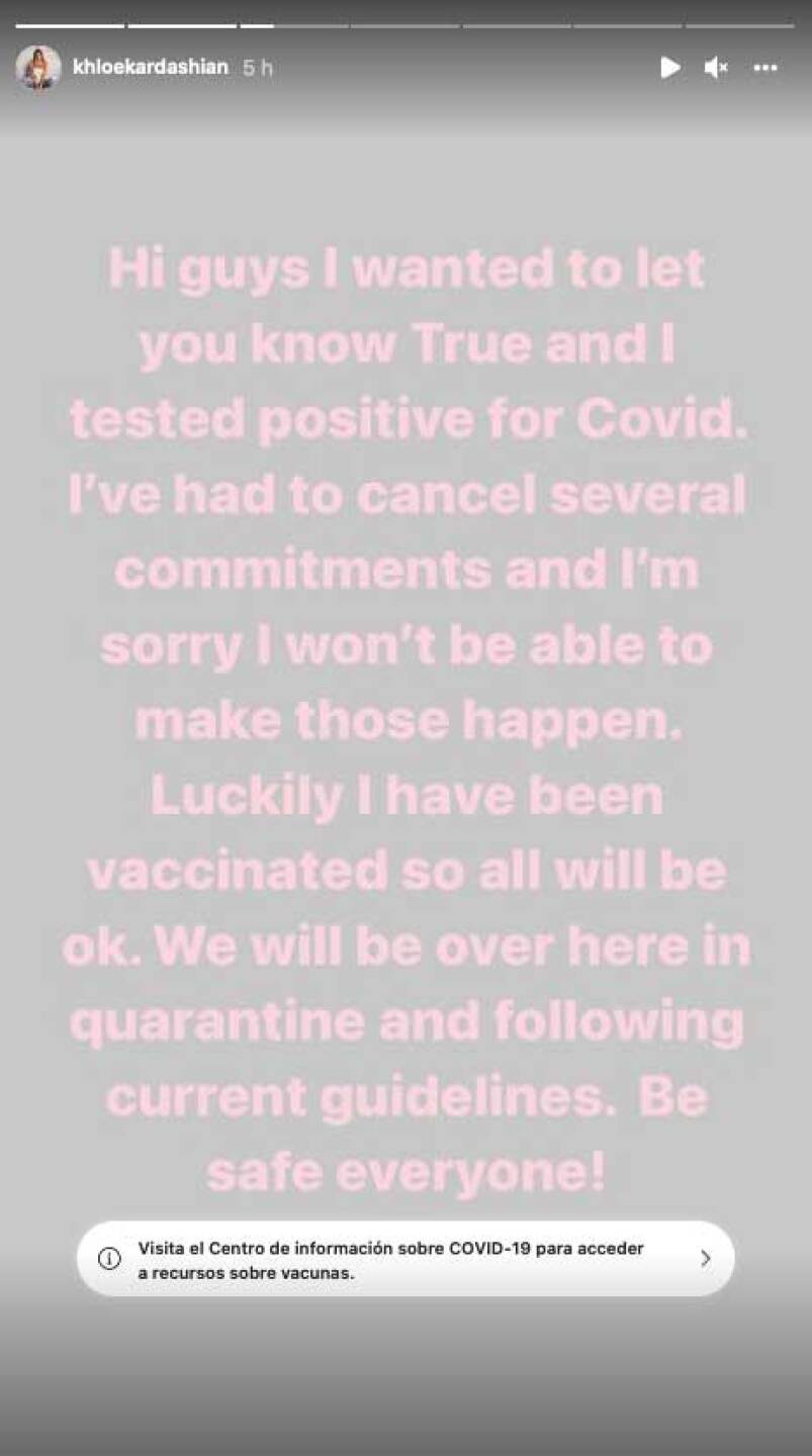 Khloe Kardashian se contagió de Covid