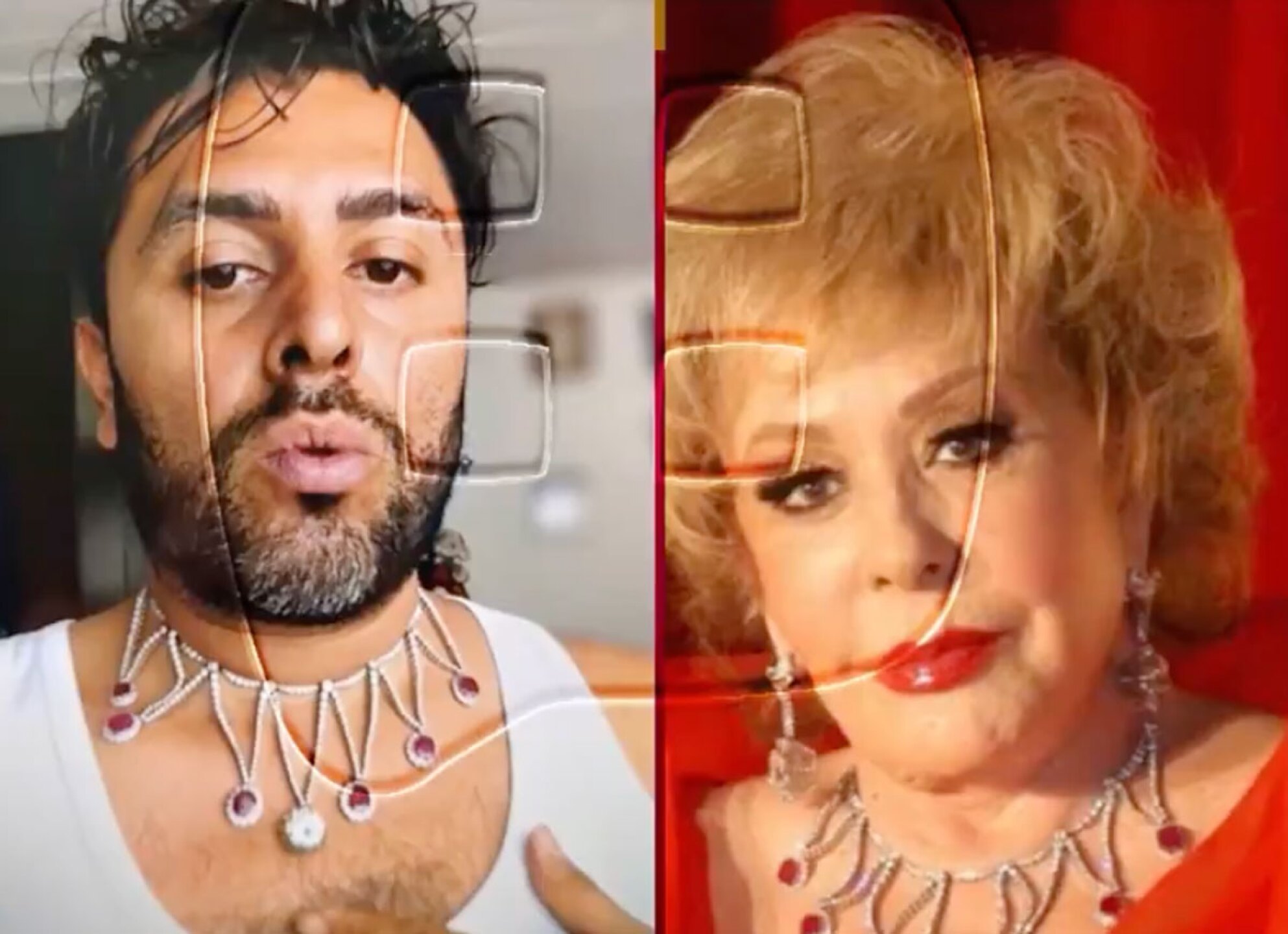 Erick estilista Silvia Pinal con el collar de la actriz